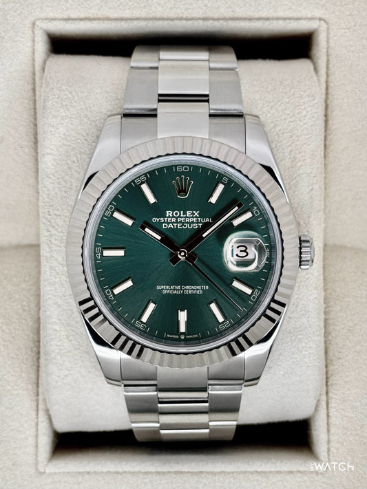 2022 Rolex Datejust 41mm 126334 Stainless Steel Oyster Mint Green Dial - MyWatchLLC