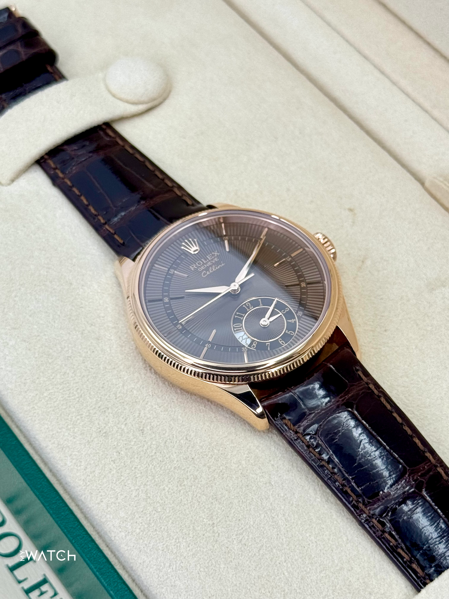 2020 Rolex Cellini Dual Time 39mm 50525 Rose Gold Brown Dial