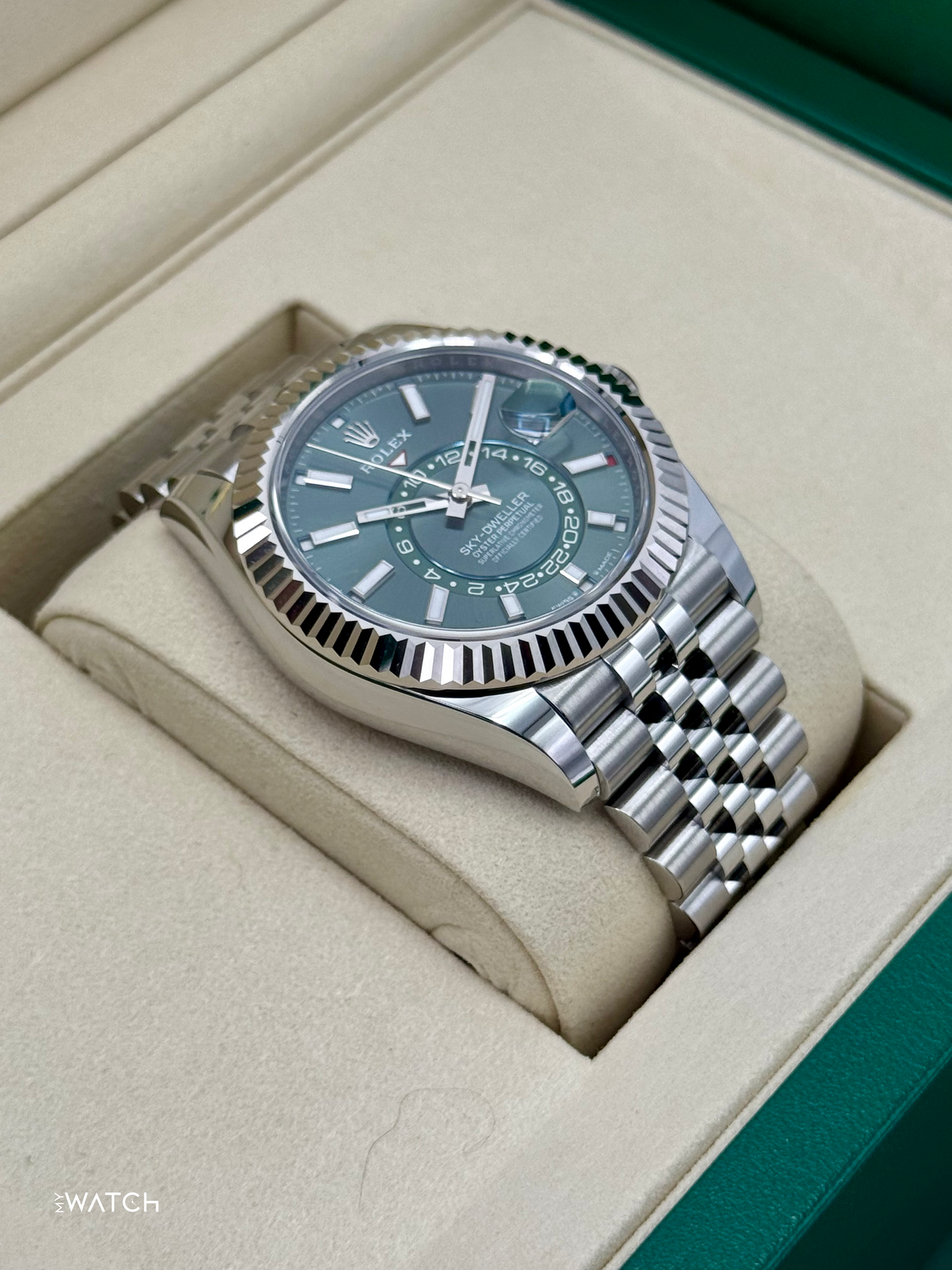 NEW 2025 Rolex Sky-Dweller 42mm 336934 Jubilee Green Dial - MyWatchLLC