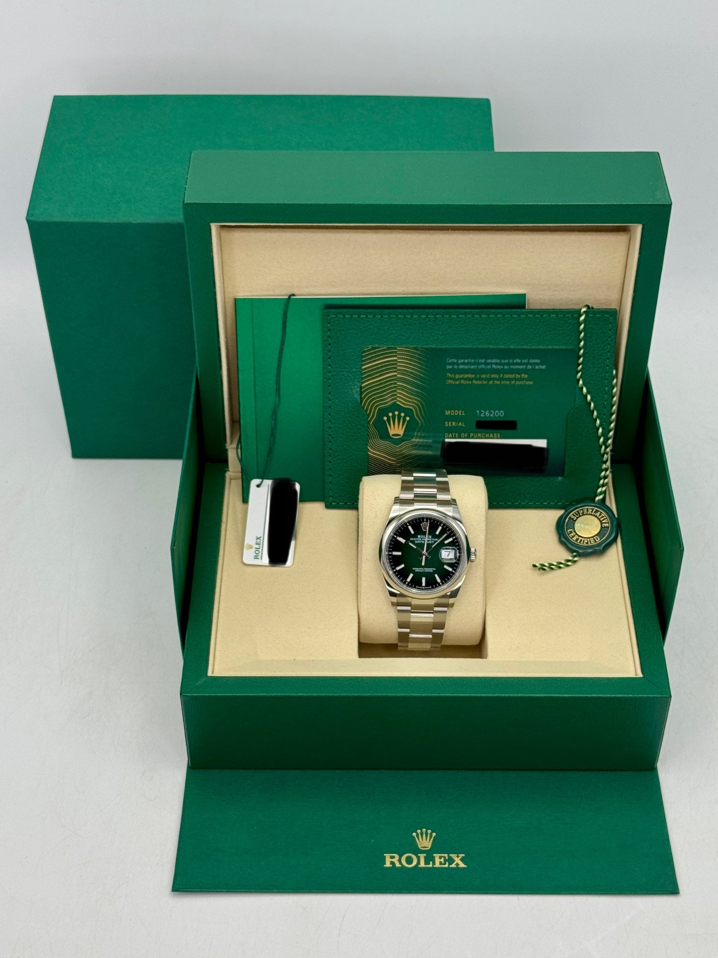 2026 Rolex Datejust 36mm 126200 Stainless Steel Oyster Green Ombre Dial