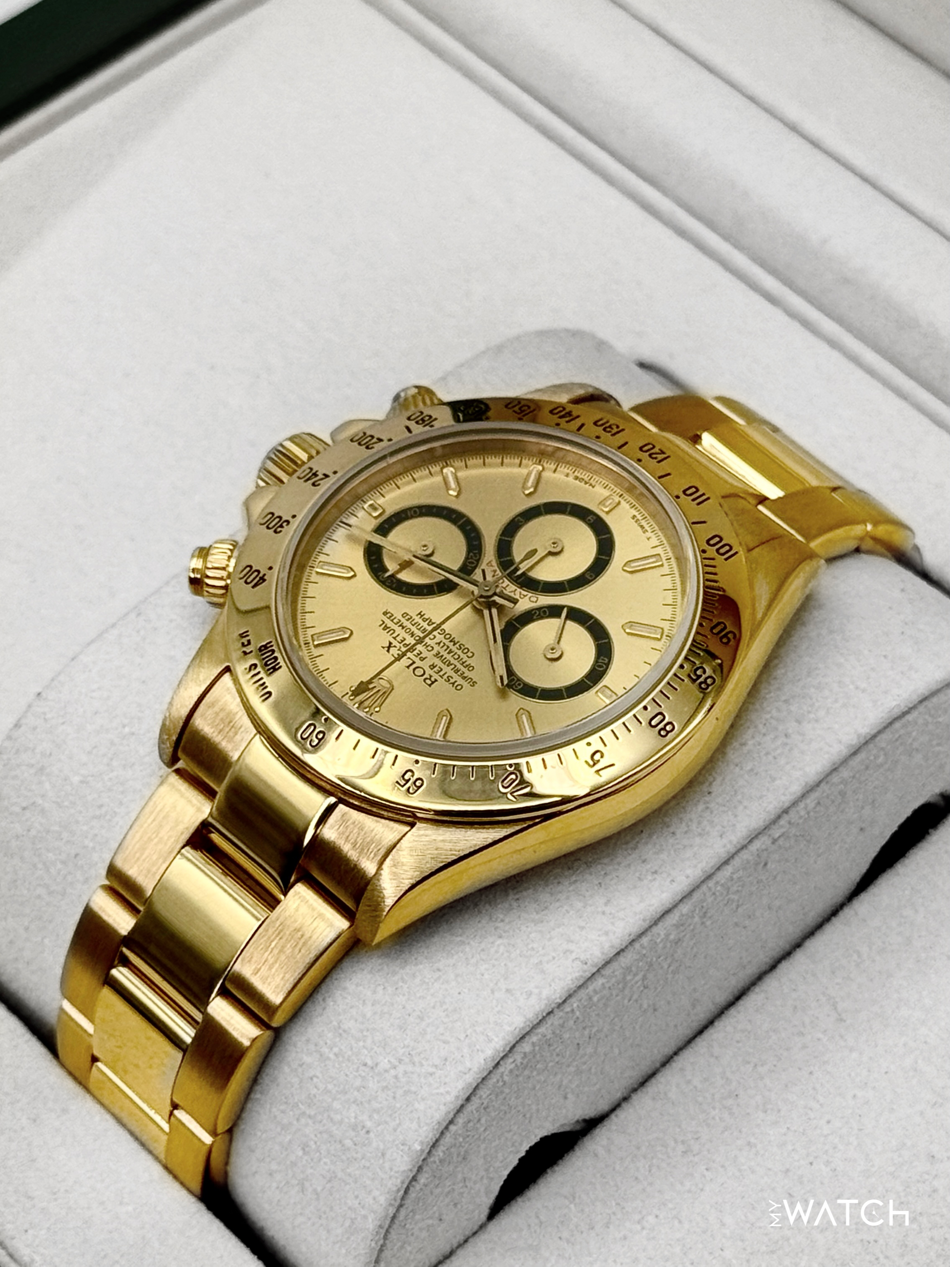 1997 Rolex Daytona 40mm 16528 Yellow Gold Champagne Dial - MyWatchLLC