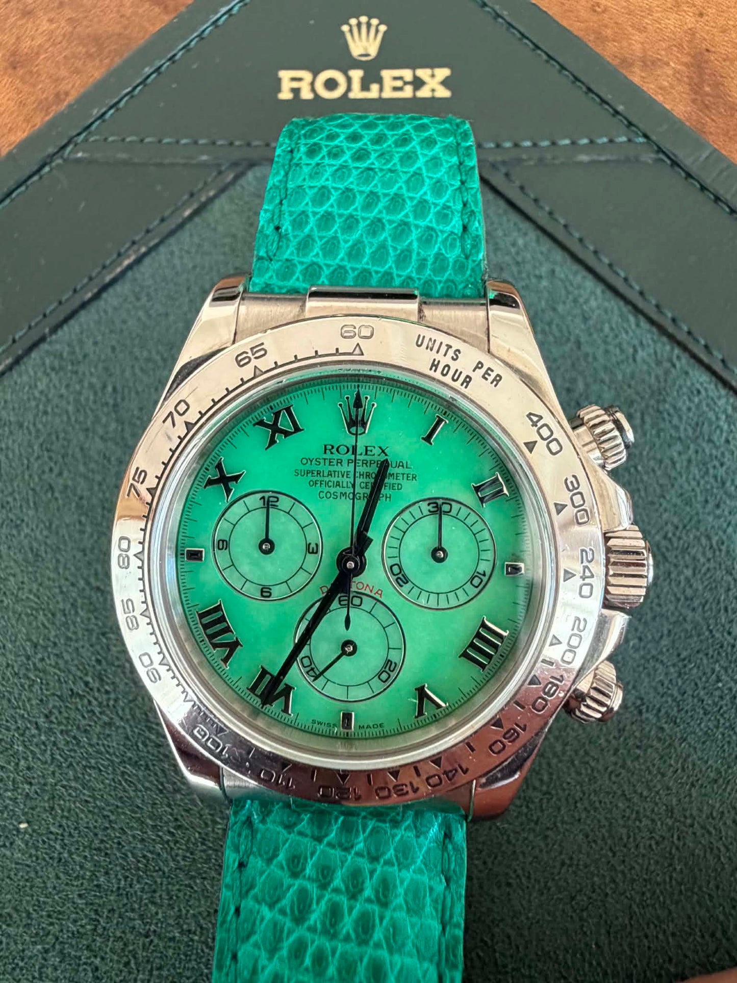 2000 Rolex Daytona 40mm 116519 White Gold Green Dial