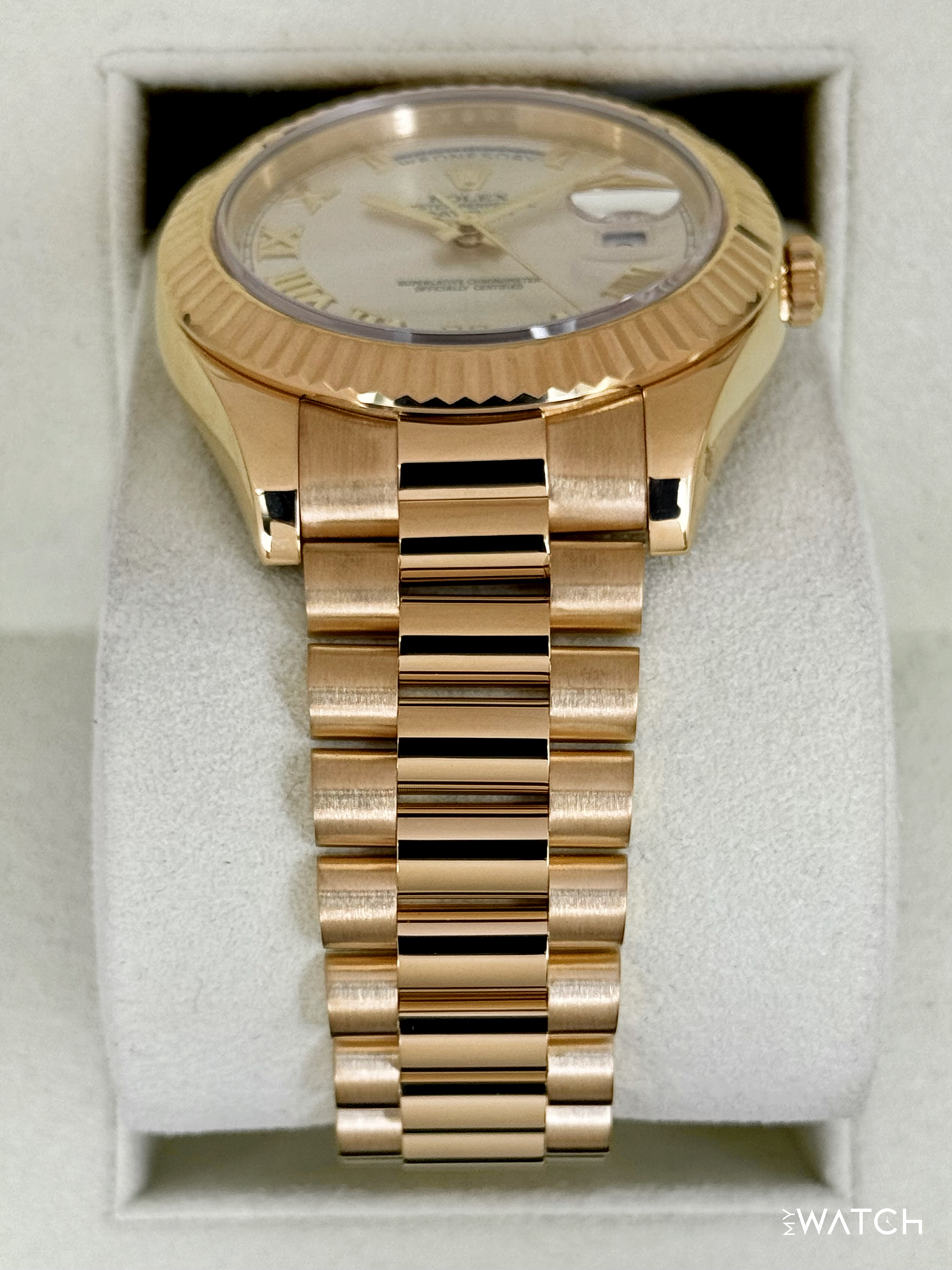 2012 Rolex Day-Date II 41mm 218238 Presidential Silver Dial - MyWatchLLC