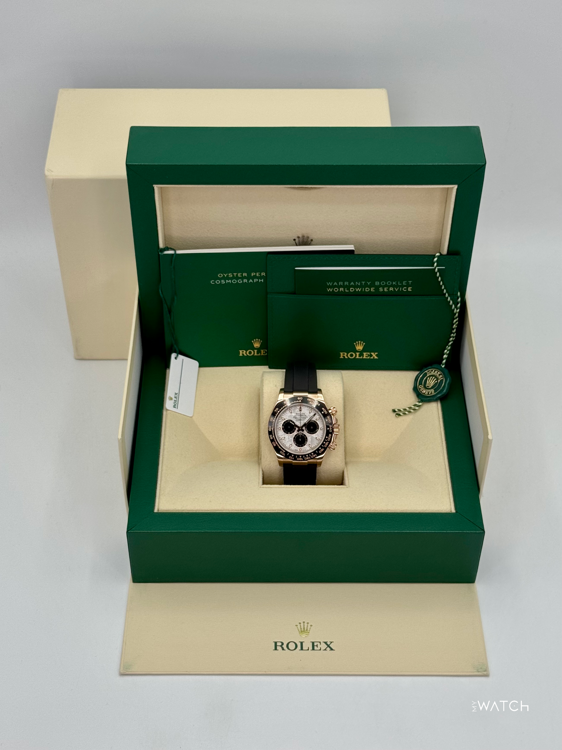 2022 Rolex Daytona 40mm 116515LN Rose Gold Oysterflex Meteorite Dial - MyWatchLLC