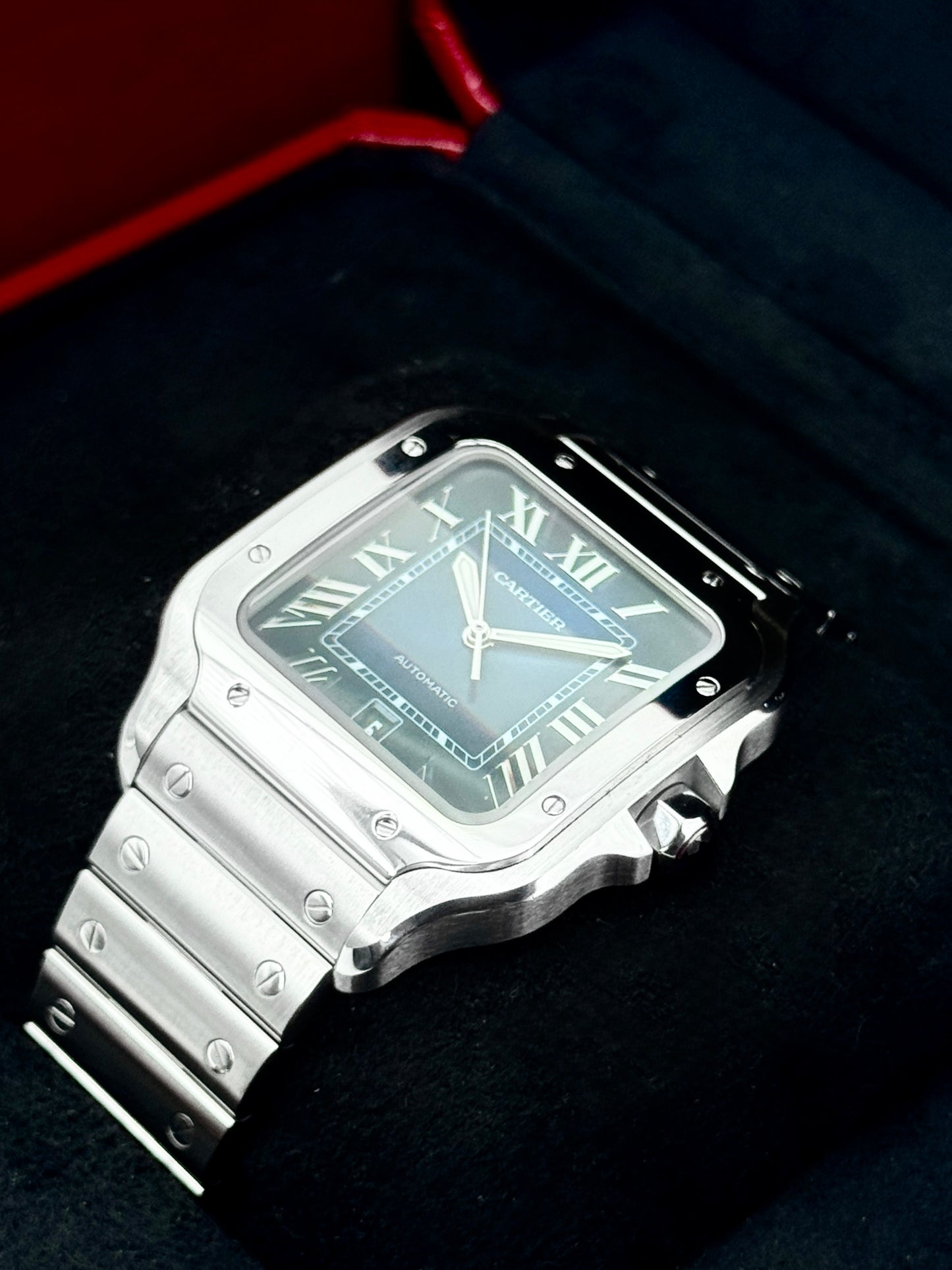 2022 Cartier Santos De Cartier 39.8mm WSSA0030 Stainless Steel Blue Dial