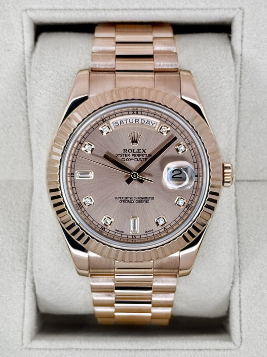 2015 Rolex Day-Date II 41mm 218238 Presidential Rose Gold Pink Diamond Dial - MyWatchLLC