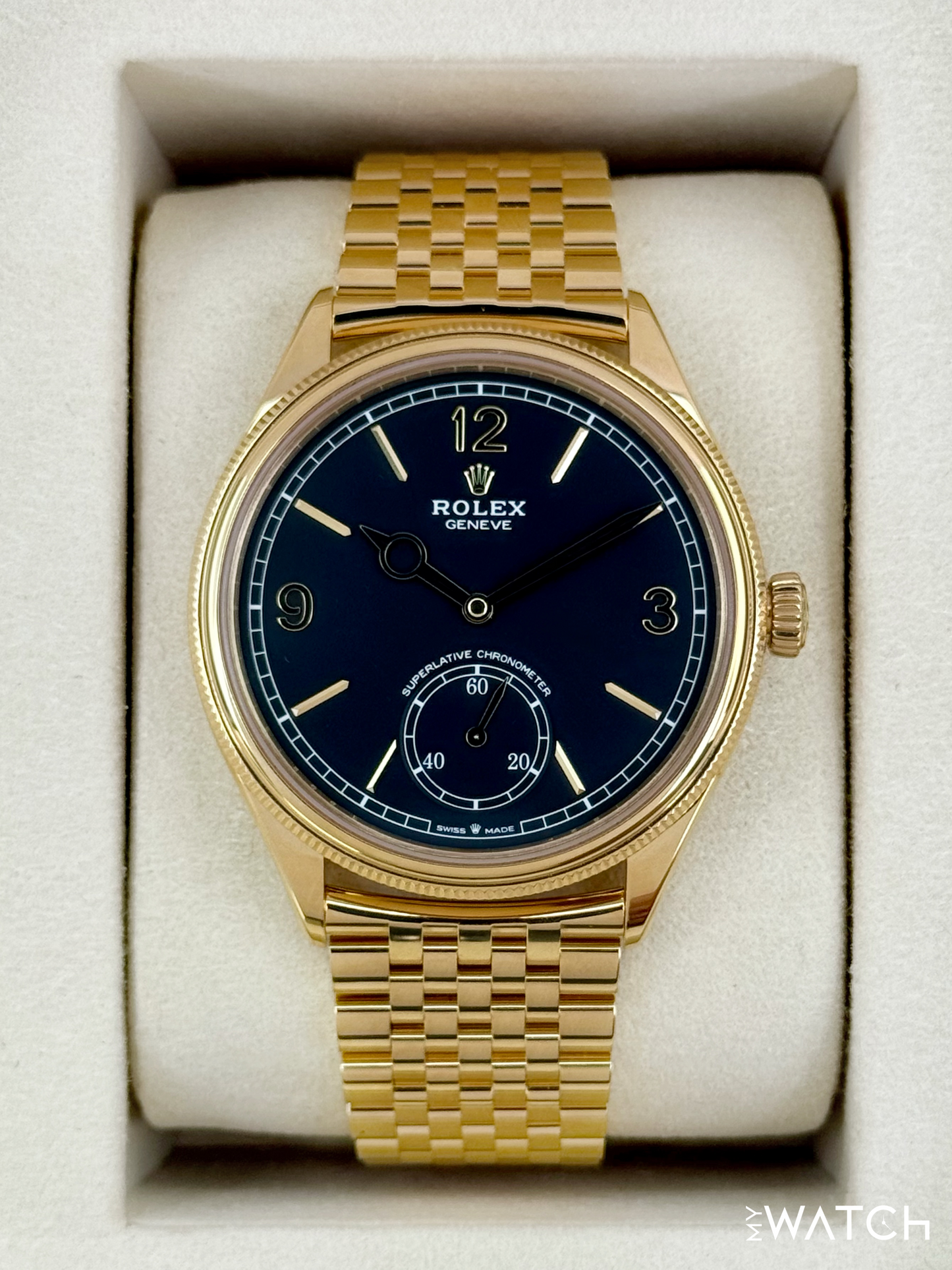 NEW 2025 Rolex 1908 39mm 52508 Yellow Gold Settimo Bracelet Black Dial