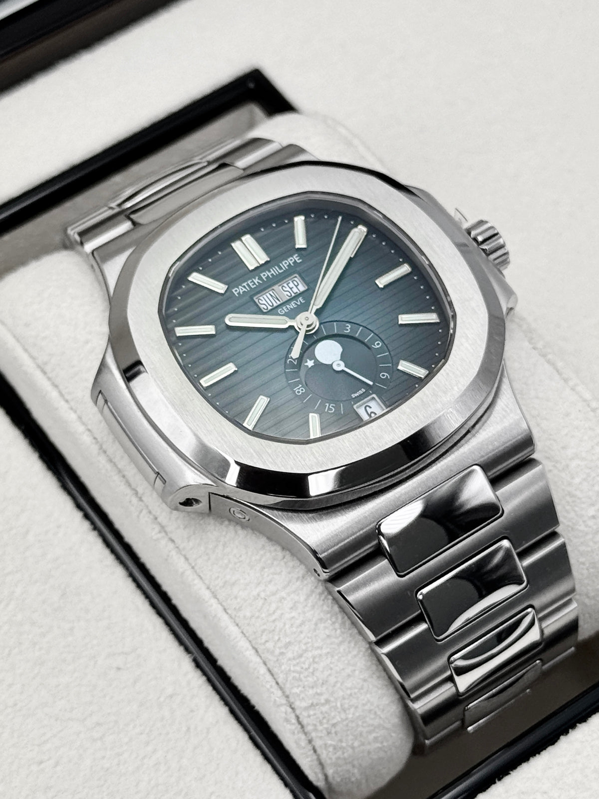 2024 Patek Philippe Nautilus Moonphase 40.5mm 5726/1A-014 Stainless Steel Blue Dial - MyWatchLLC