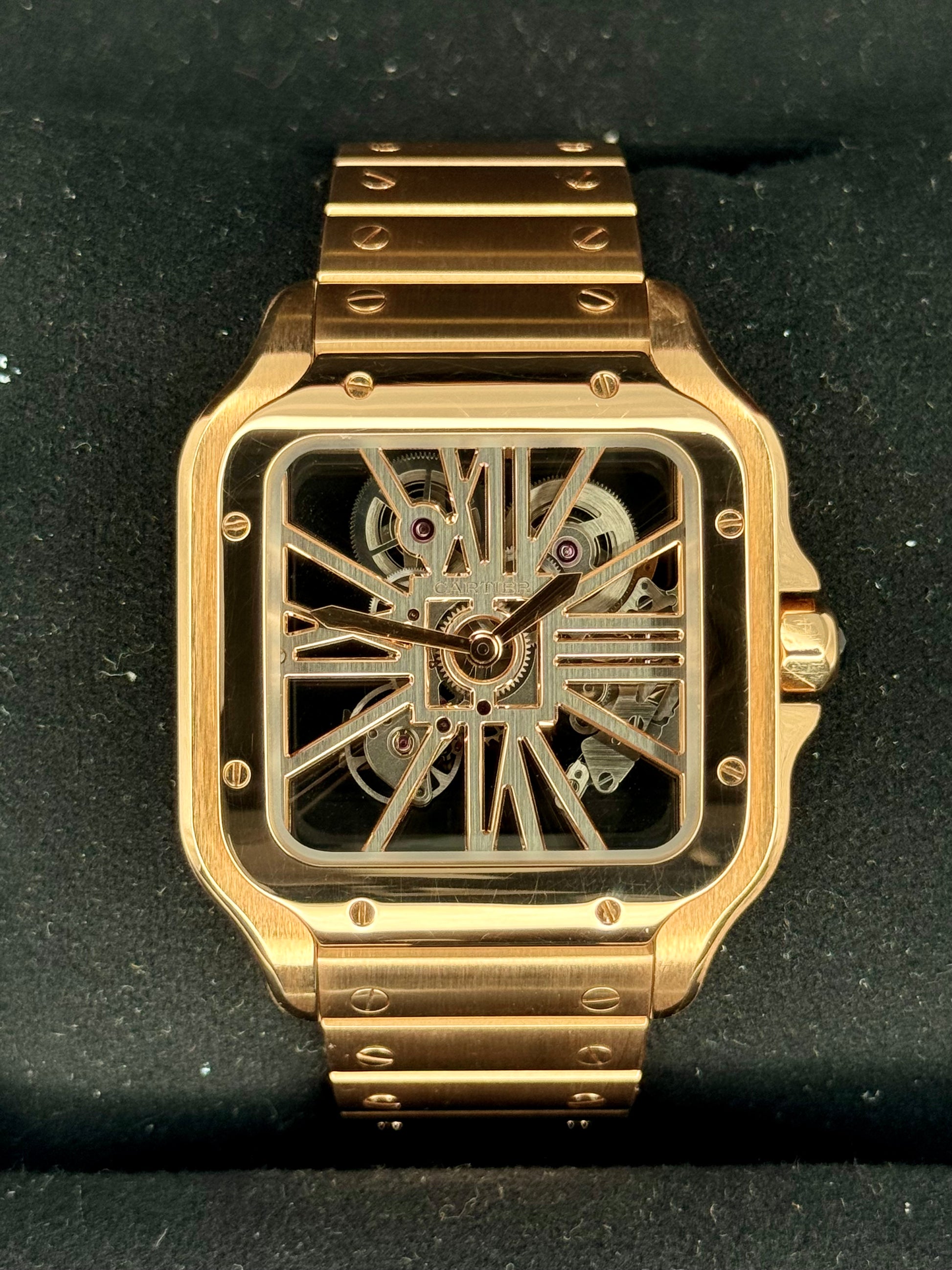 Rose gold santos discount de cartier skeleton