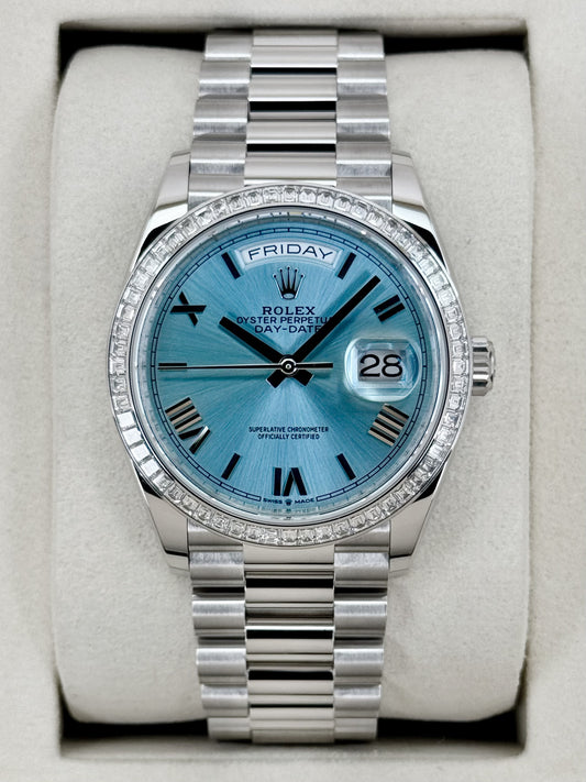 NEW 2026 Rolex Day-Date 40mm 128396TBR Ice Blue Roman Numeral Dial