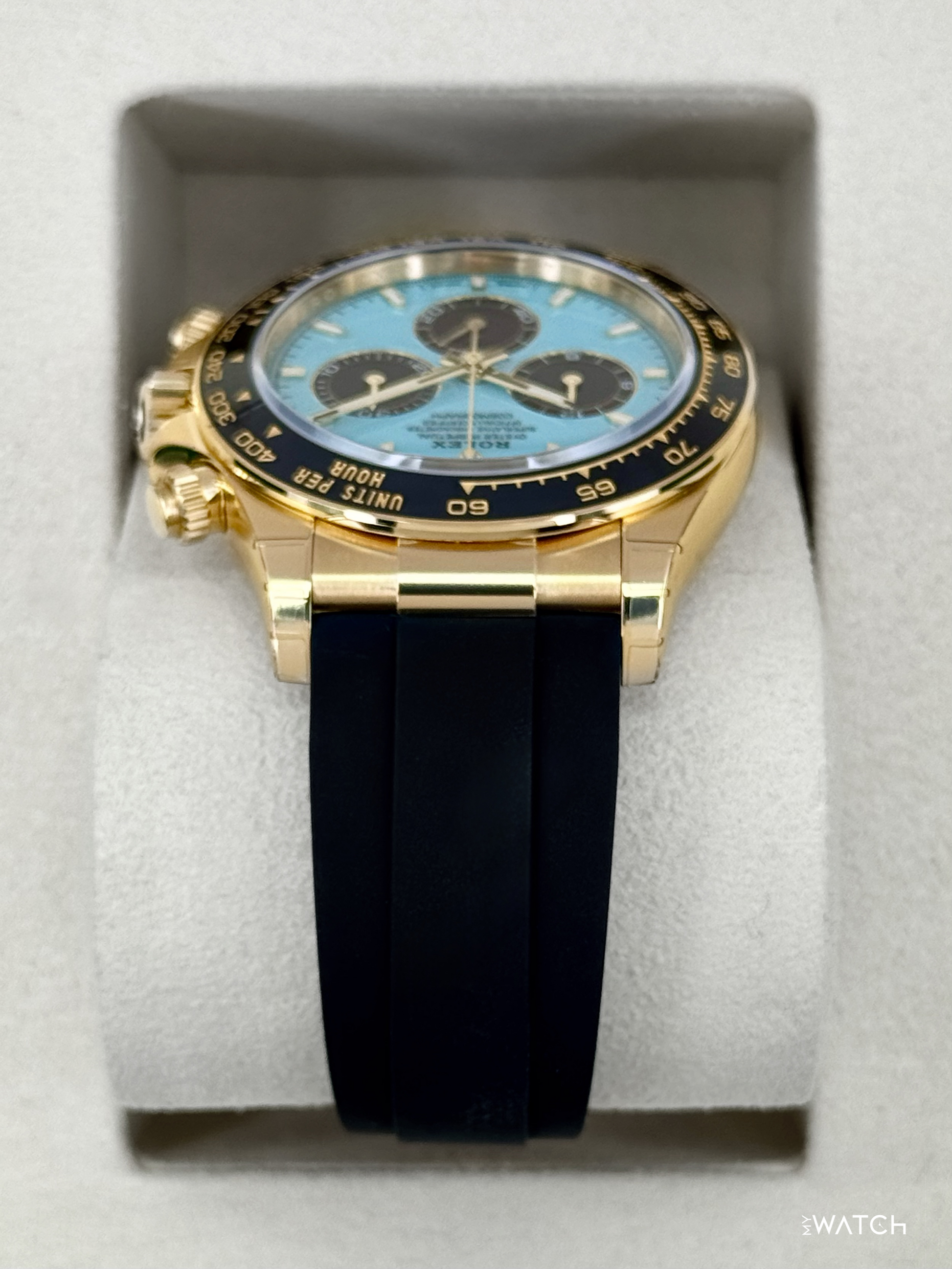 NEW 2026 Rolex Daytona 40mm 126518LN Yellow Gold Oysterflex Turquoise Dial (STICKERED) - MyWatchLLC