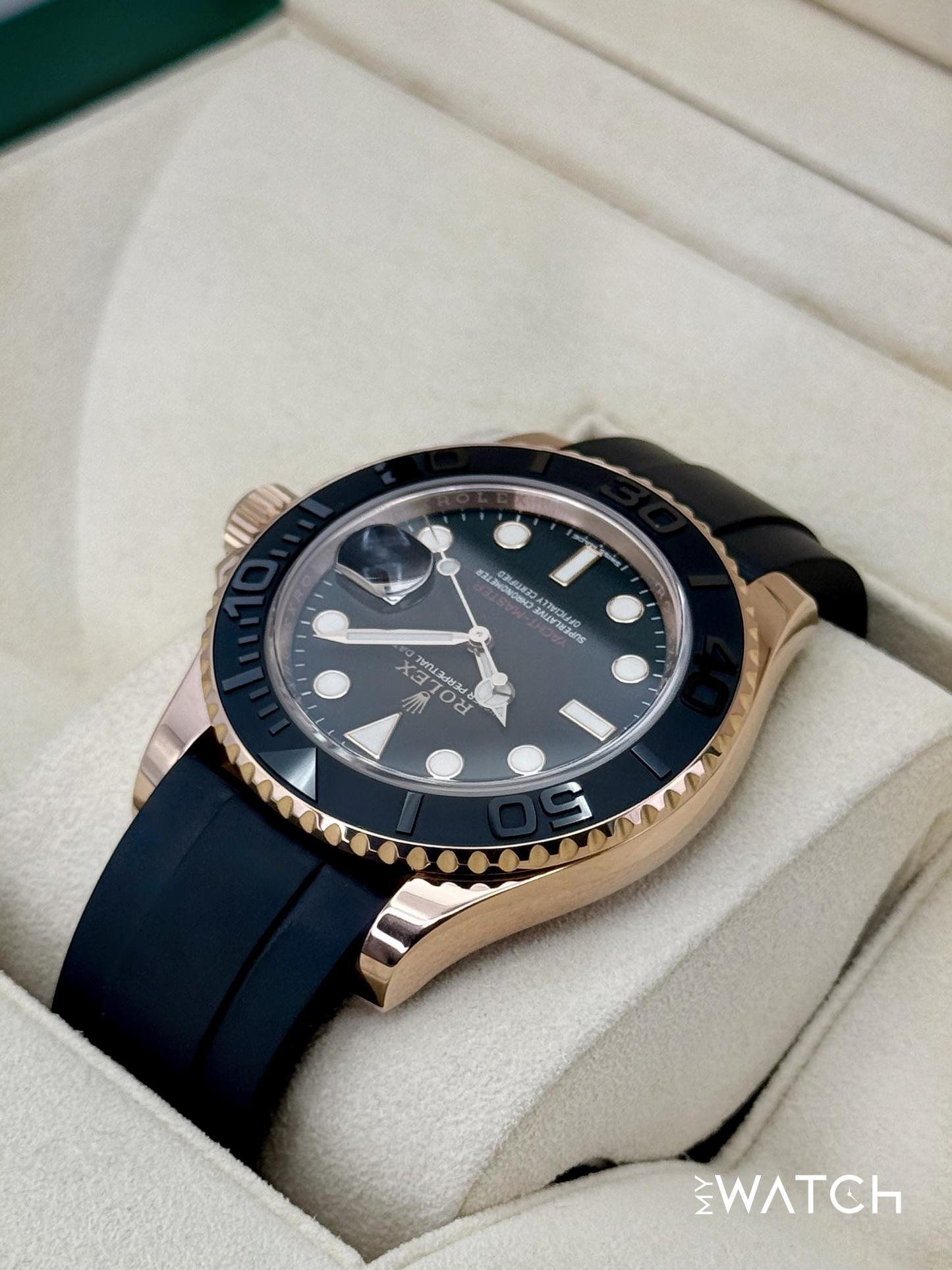 2016 Rolex Yacht-Master 40mm 116655 Rose Gold Oysterflex Black Dial