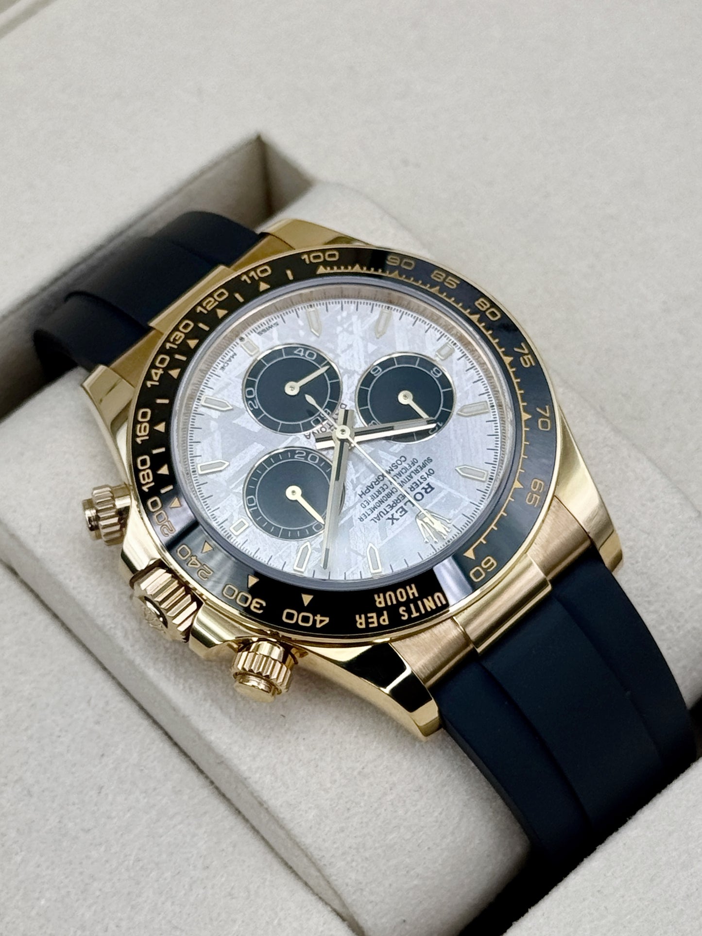 2025 Rolex Daytona 40mm 126518LN Yellow Gold Oysterflex Meteorite Dial
