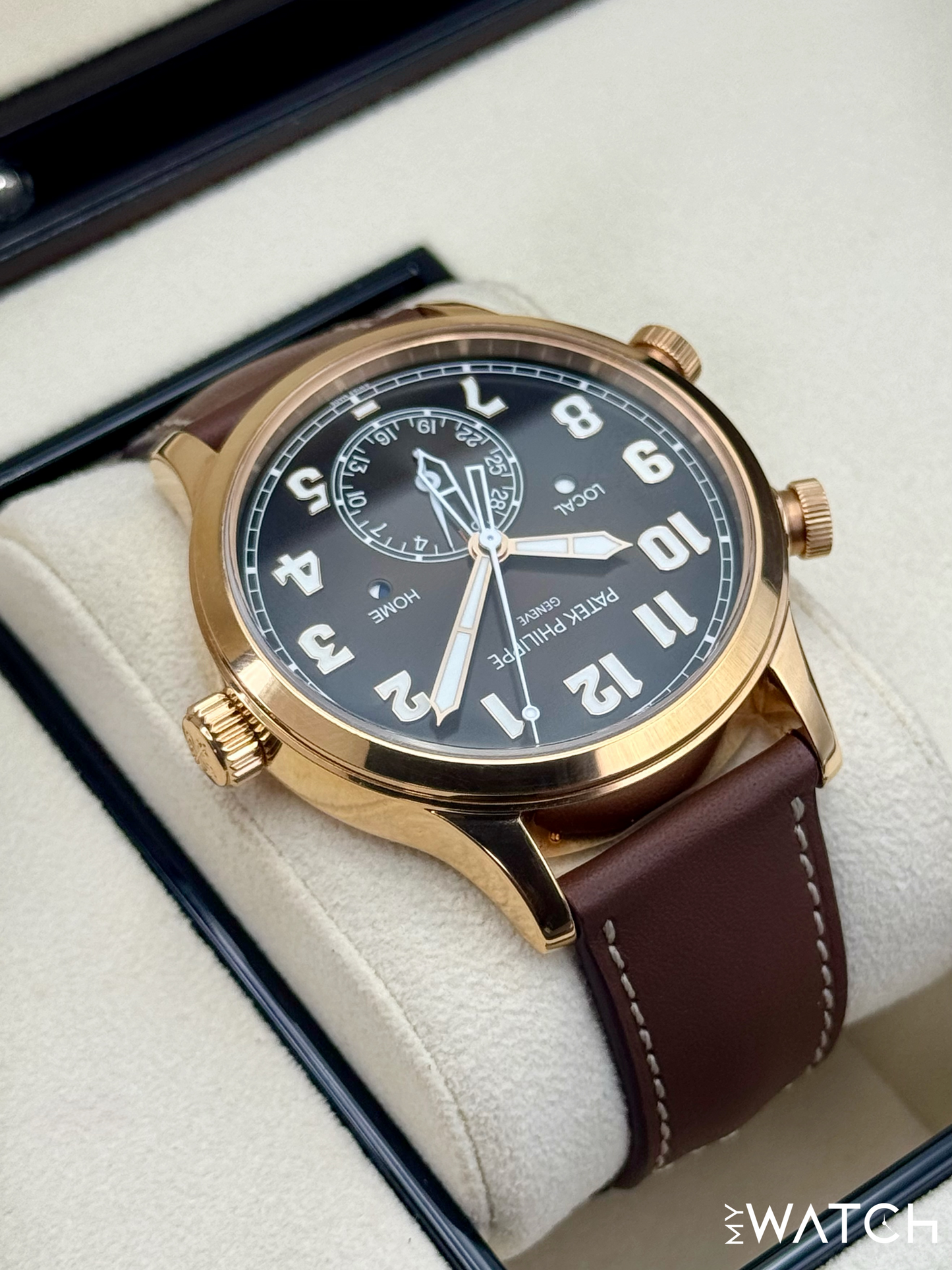 2021 Patek Philippe Calatrava Pilot Time Travel 42mm 5524R Rose Gold Brown Dial