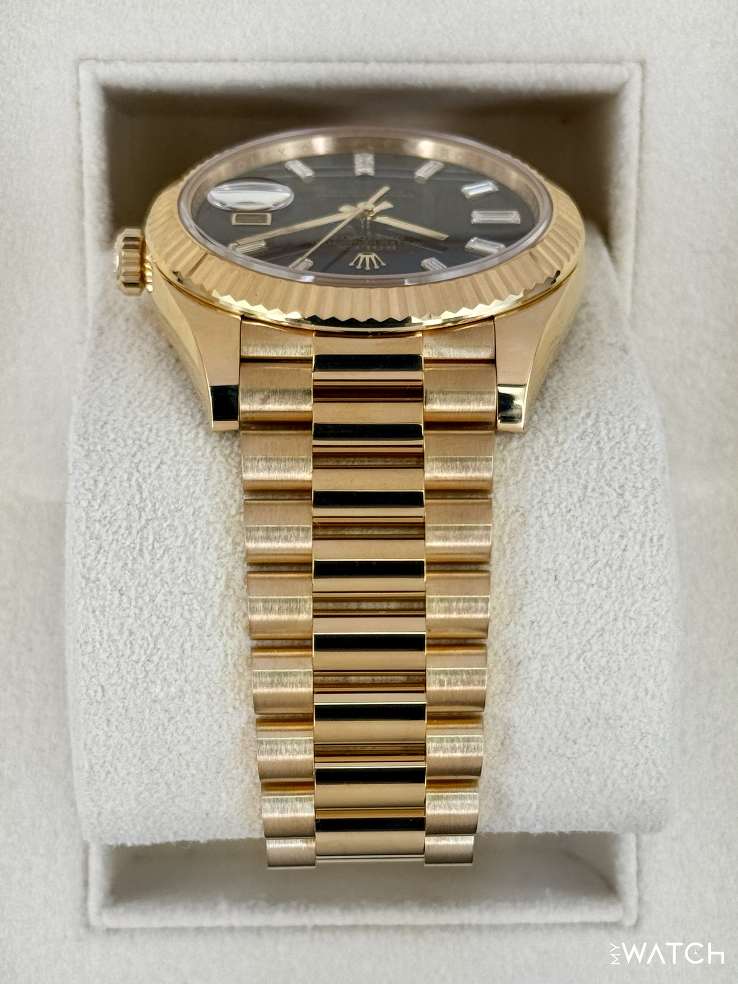 2022 Rolex Day-Date 40mm 228238 Yellow Gold Black Onyx Diamond Dial