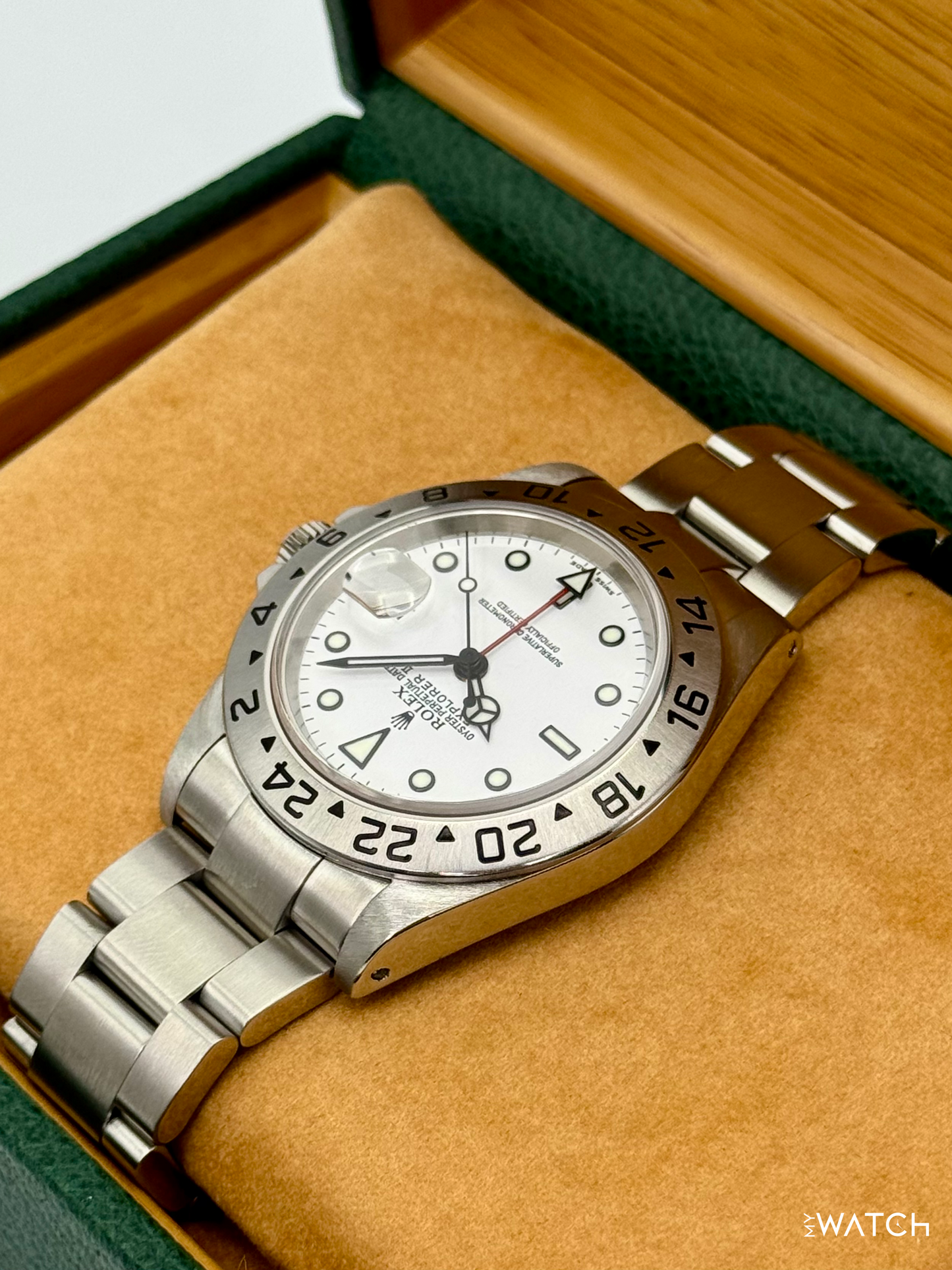 2002 Rolex Explorer II 40mm 16570 Stainless Steel Polar White Dial - MyWatchLLC