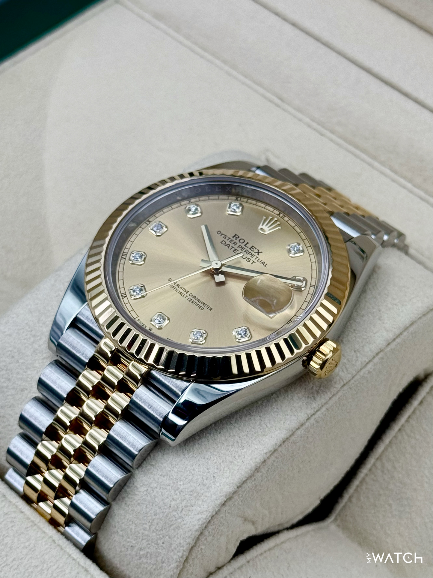 2022 Rolex Datejust 41mm 126333 Two-Tone Jubilee Champagne Diamond Dial - MyWatchLLC