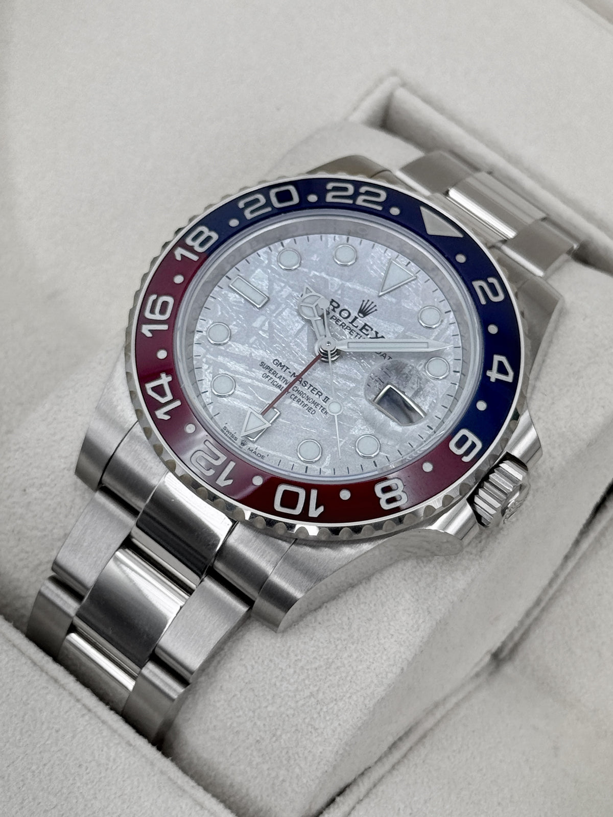 2023 Rolex GMT-Master II Pepsi 40mm 126719BLRO White Gold Oyster Meteorite Dial