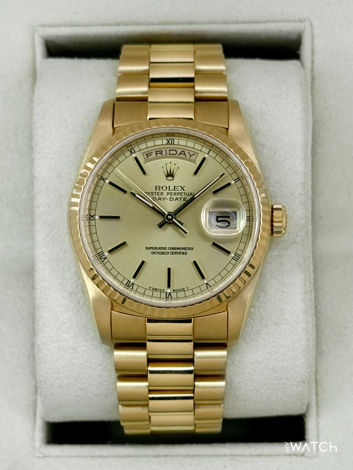 1990 Rolex Day-Date 36mm 18238 Presidential 18kt Yellow Gold Champagne Dial (CPO)