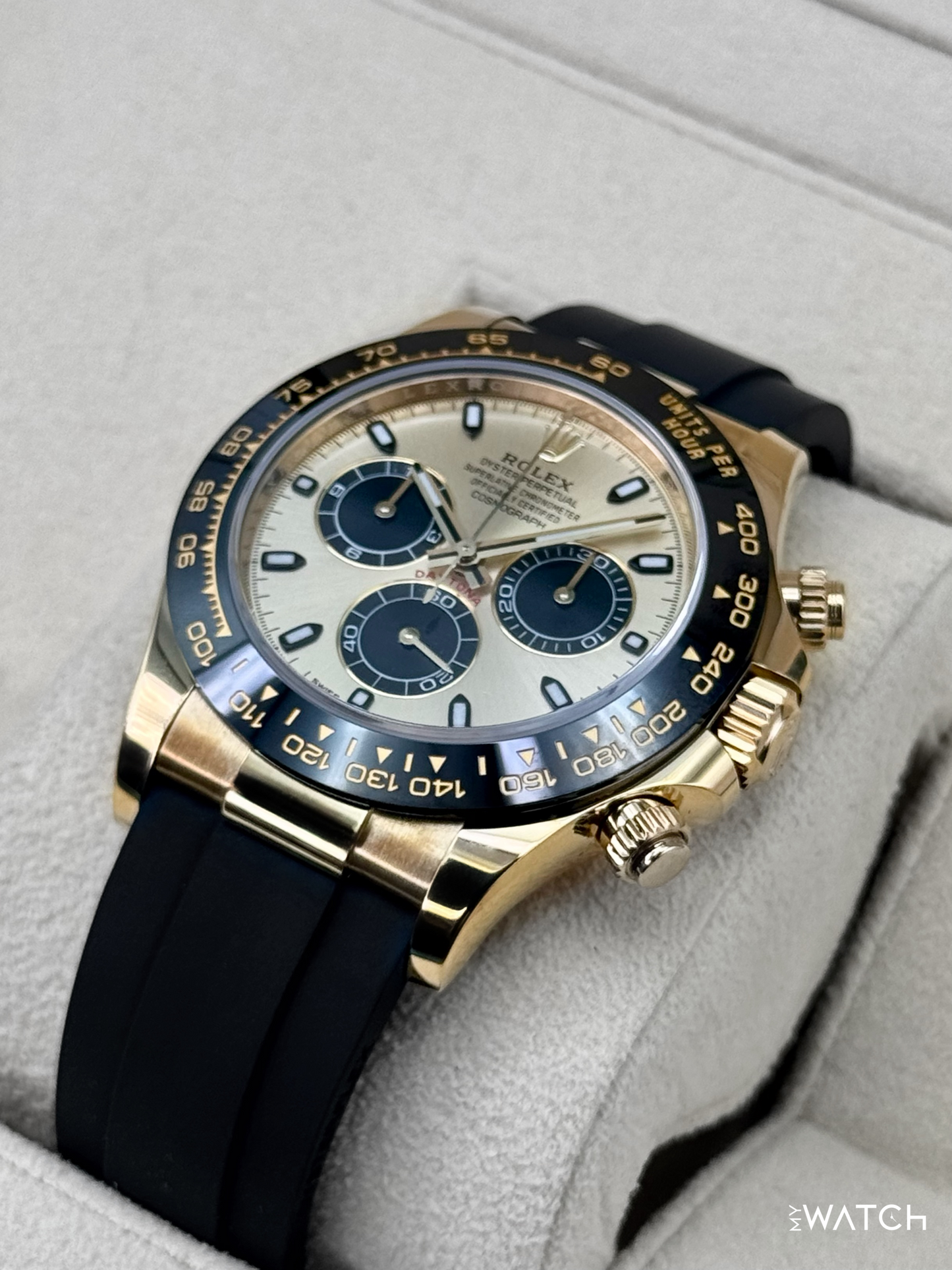2023 Rolex Daytona 40mm 116518LN 18K Yellow Gold Oysterflex Champagne Dial - MyWatchLLC