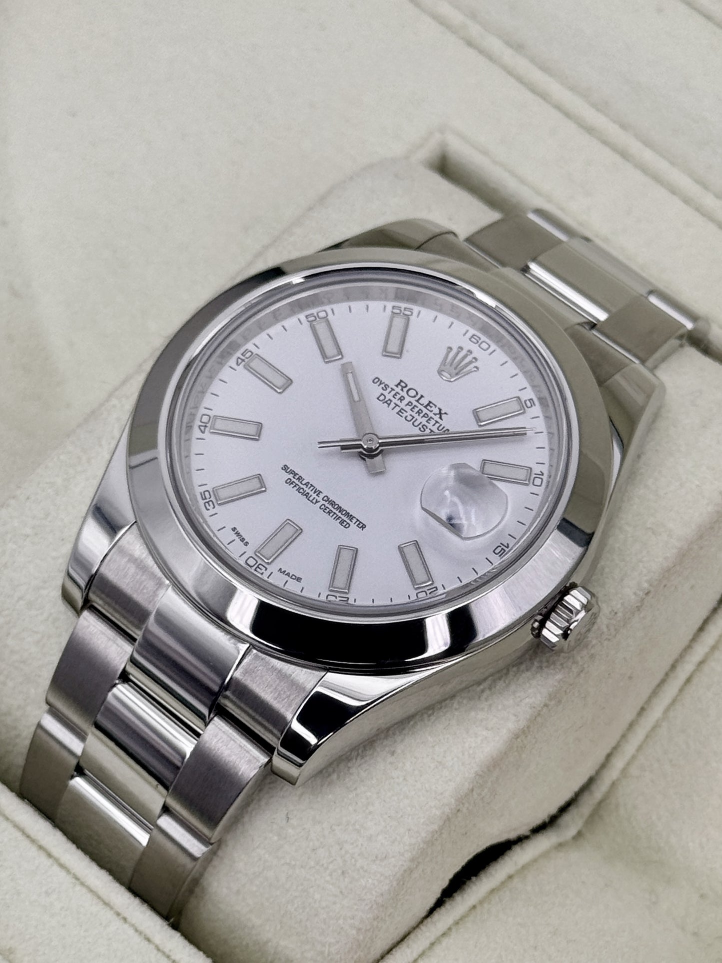 2015 Rolex Datejust 41mm 116300 Stainless Steel Oyster White Dial