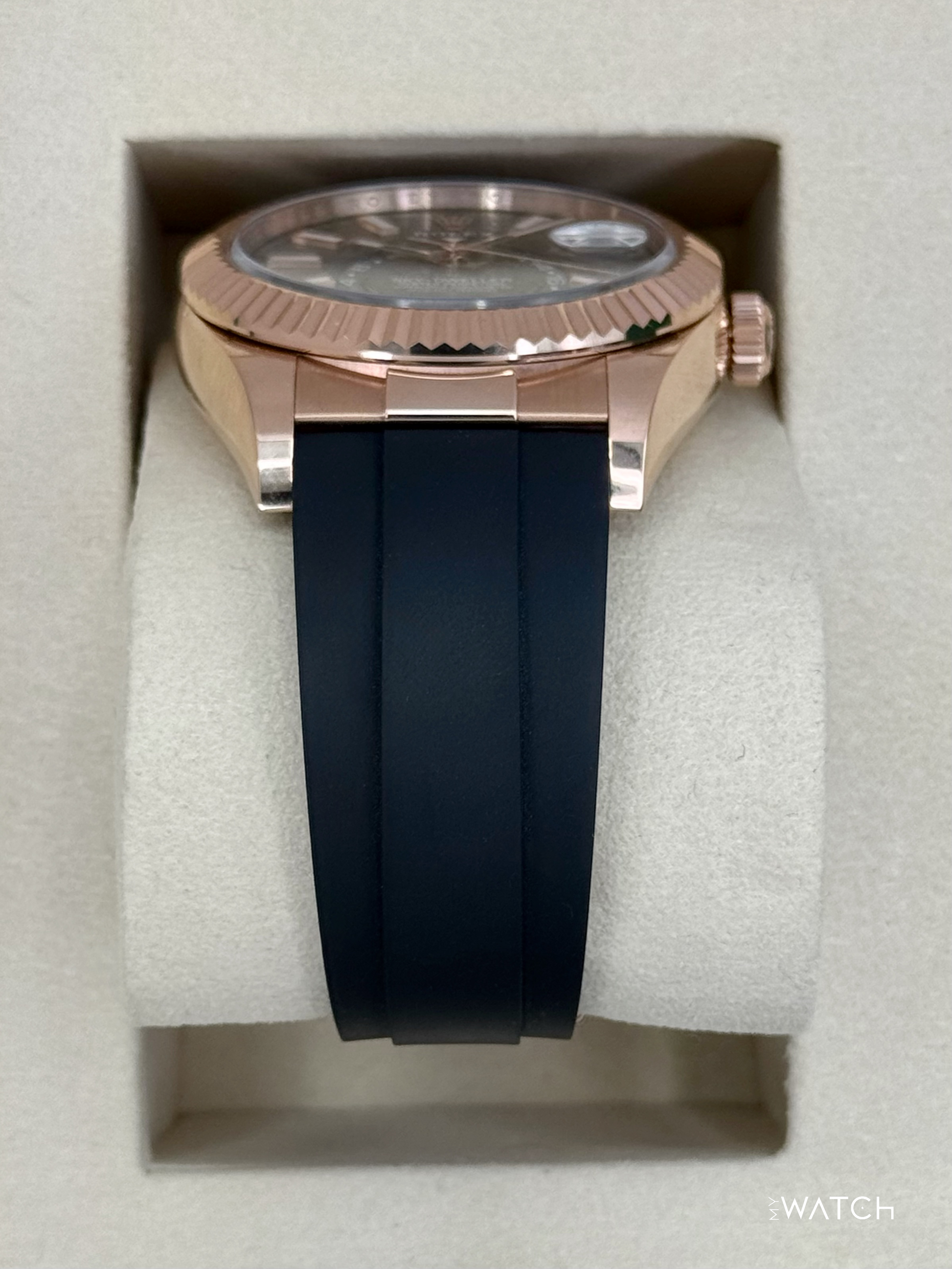 2025 Rolex Sky-Dweller 336235 Rose Gold Oysterflex Rhodium Dial - MyWatchLLC