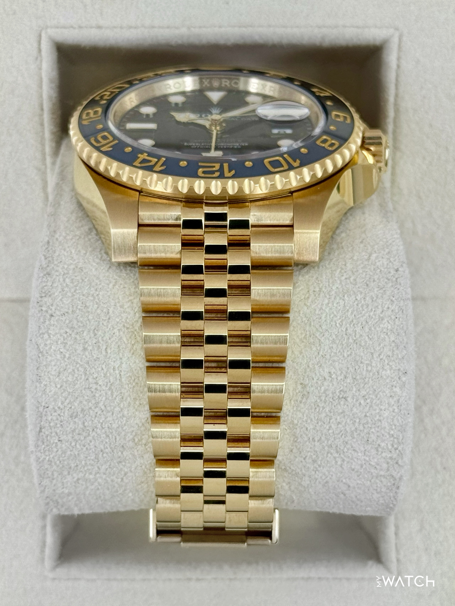 2023 Rolex GMT-Master II 40mm 126718GRNR Yellow Gold Jubilee Black Dial - MyWatchLLC