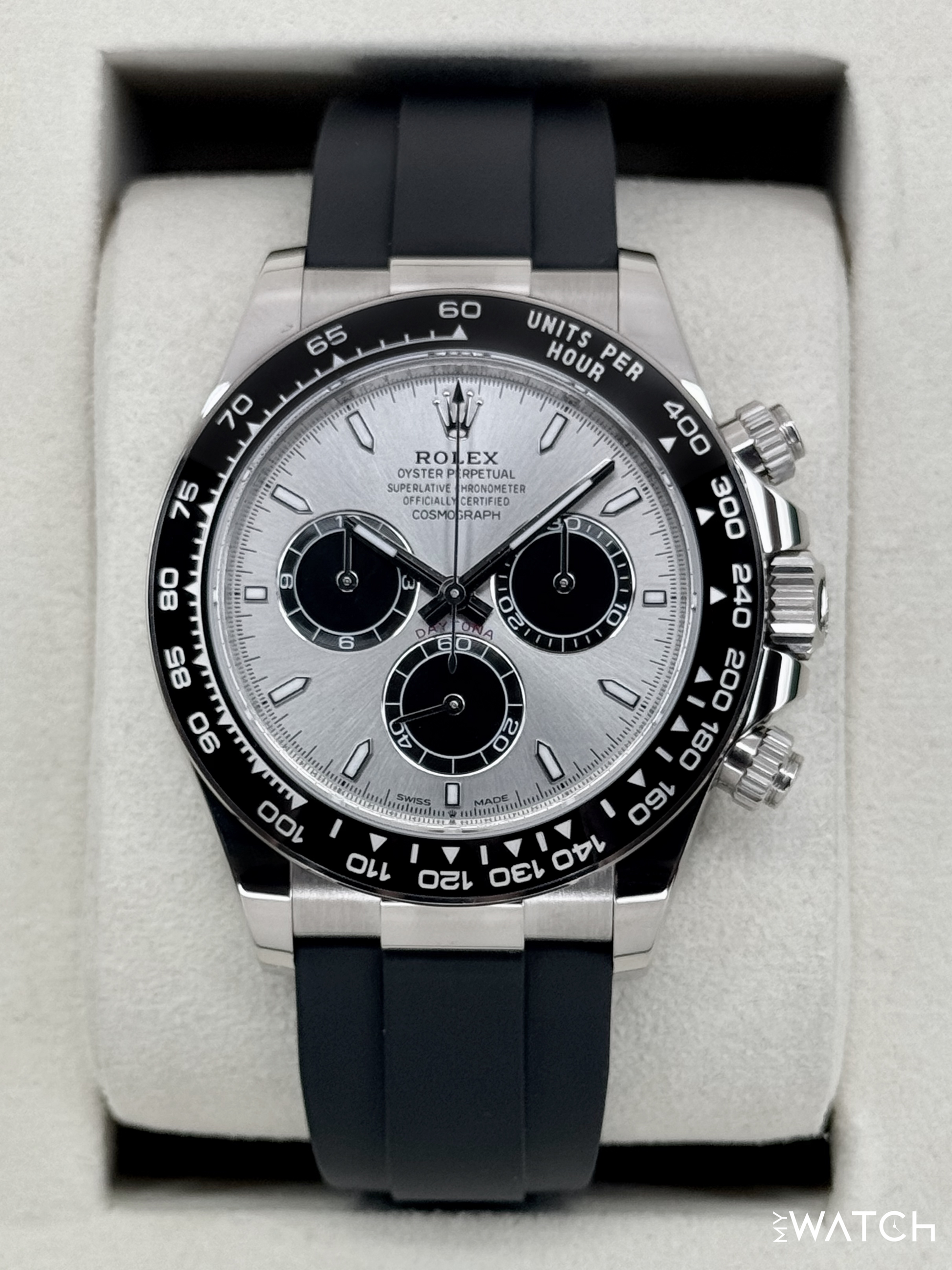 2025 Rolex Daytona 40mm 126519LN White Gold Oysterflex Silver Ghost Dial - MyWatchLLC