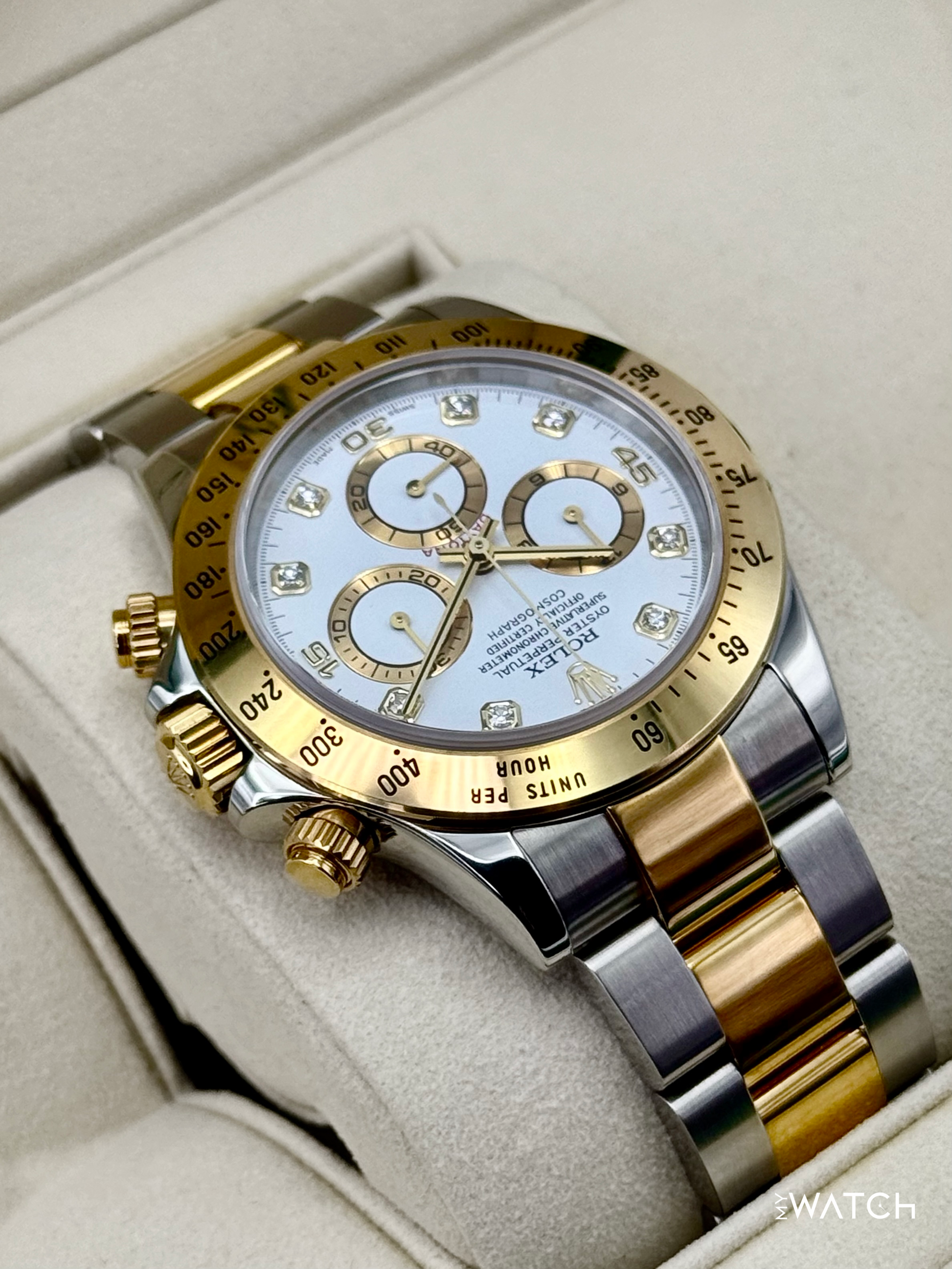 2005 Rolex Daytona 40mm 116523 Two-Tone White Diamond Dial (Collectors Set) - MyWatchLLC