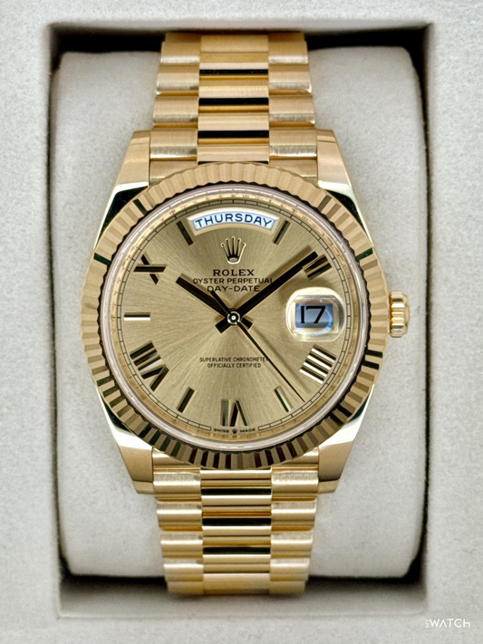 2025 Rolex Day-Date 40mm 228238 Presidential Champagne Roman Numeral Dial - MyWatchLLC