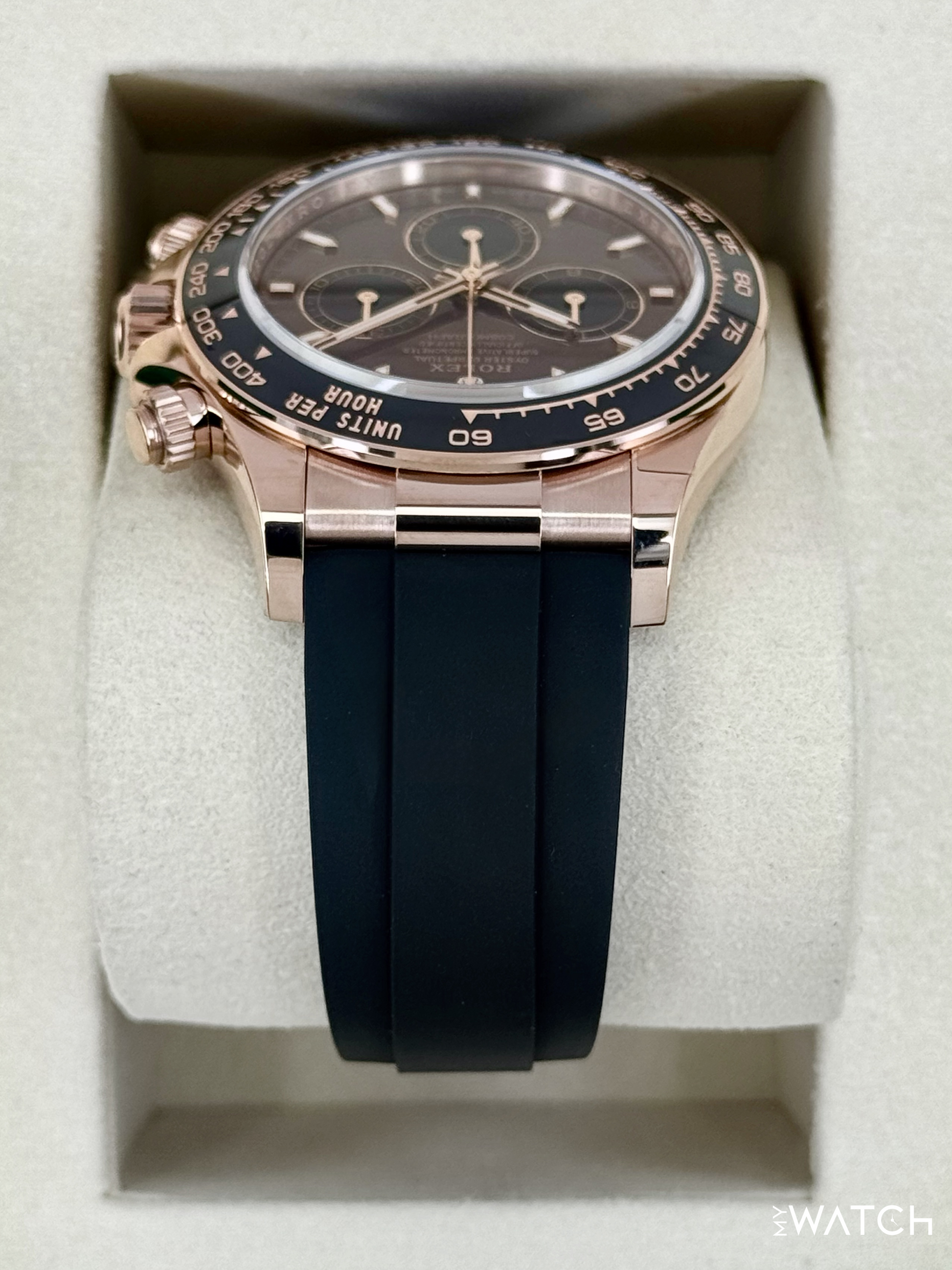 NEW 2025 Rolex Daytona 40mm 126515LN Rose Gold Oysterflex Chocolate Dial - MyWatchLLC