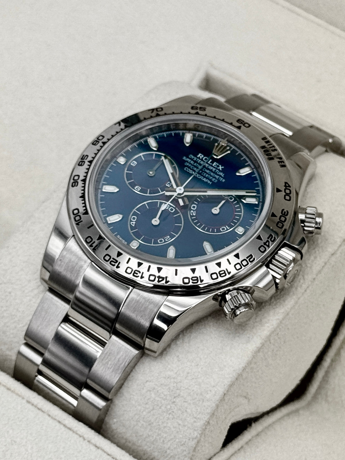 2021 Rolex Daytona 40mm 116509 White Gold Blue Dial