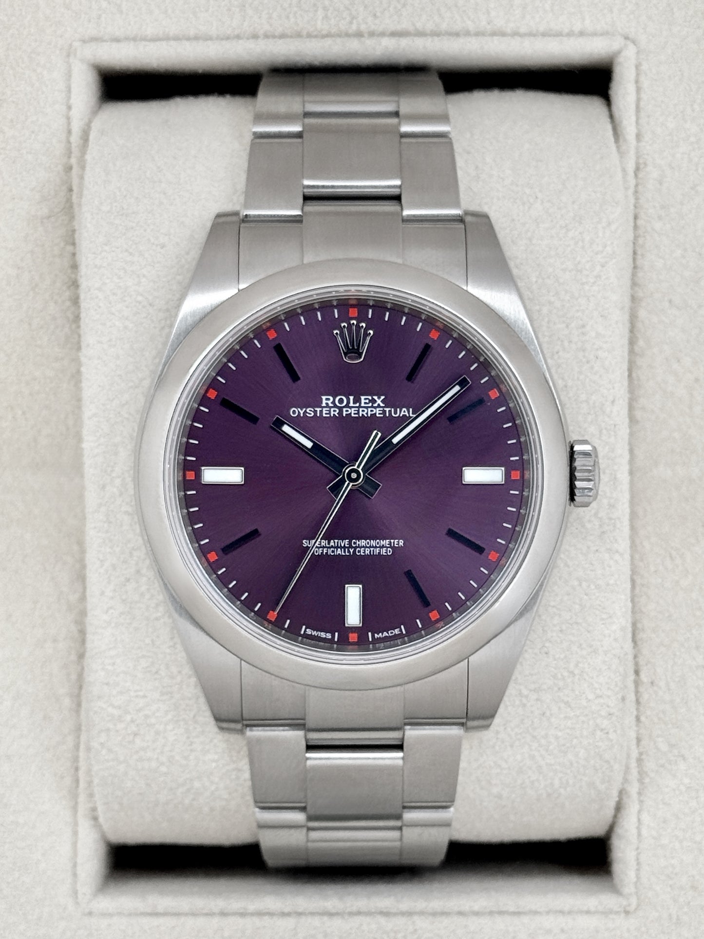 2018 Rolex Oyster Perpetual 39mm 114300 Stainless Steel Purple Dial (CPO)
