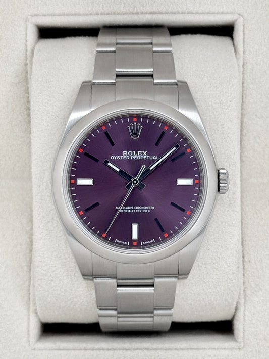 2018 Rolex Oyster Perpetual 39mm 114300 Stainless Steel Purple Dial (CPO)