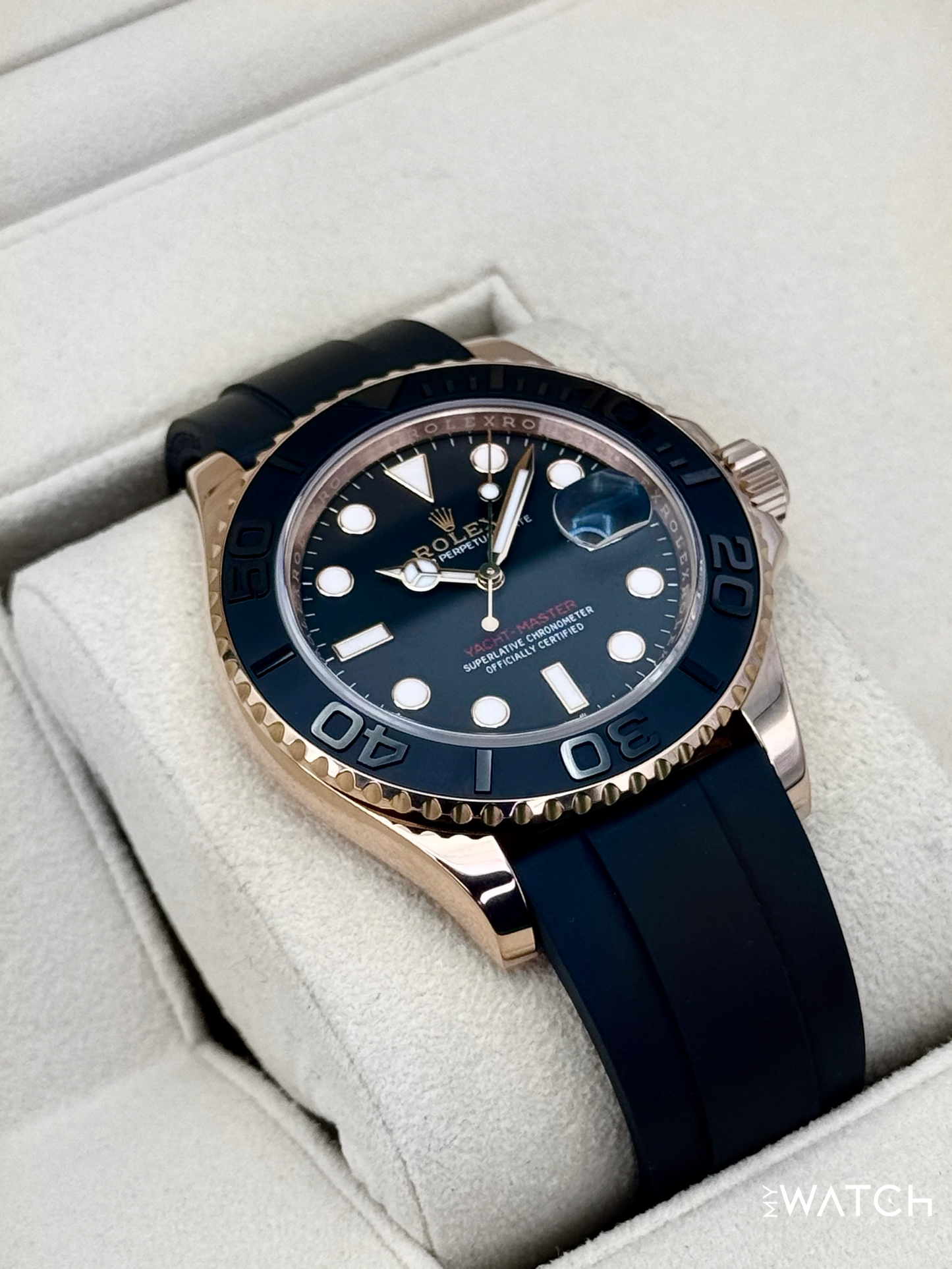 2023 Rolex Yacht-Master 40mm 126655 Rose Gold Oysterflex Black Dial - MyWatchLLC