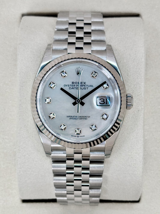 NEW 2026 Rolex Datejust 36mm 126234 Stainless Steel MOP Diamond Dial (STICKERED)