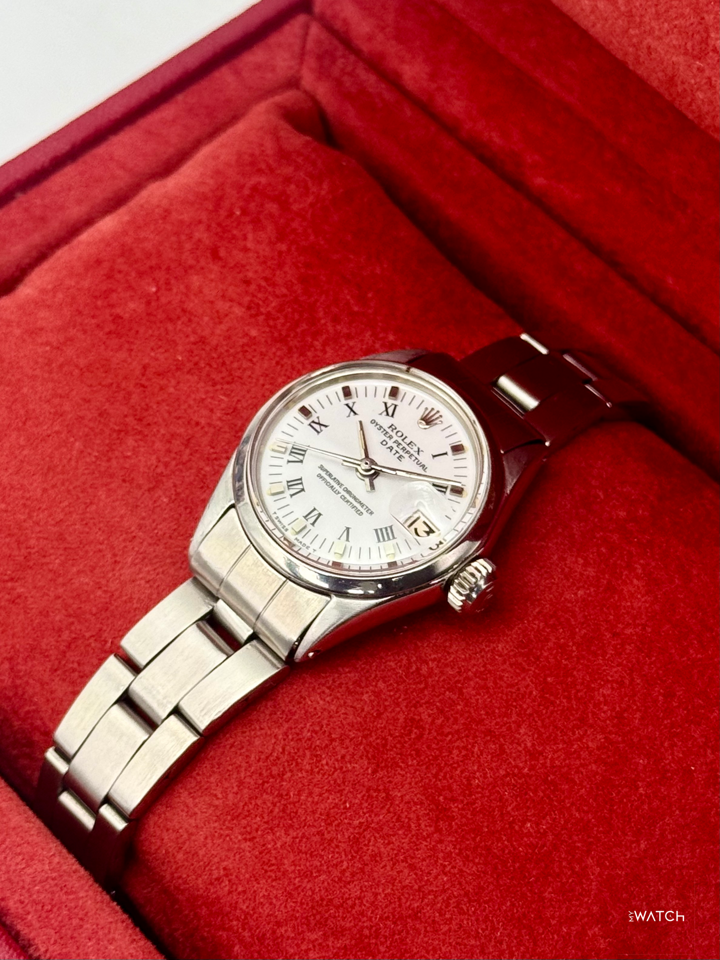 1970 Rolex Lady Oyster Perpetual Date 26mm 6517 Stainless Steel White Dial
