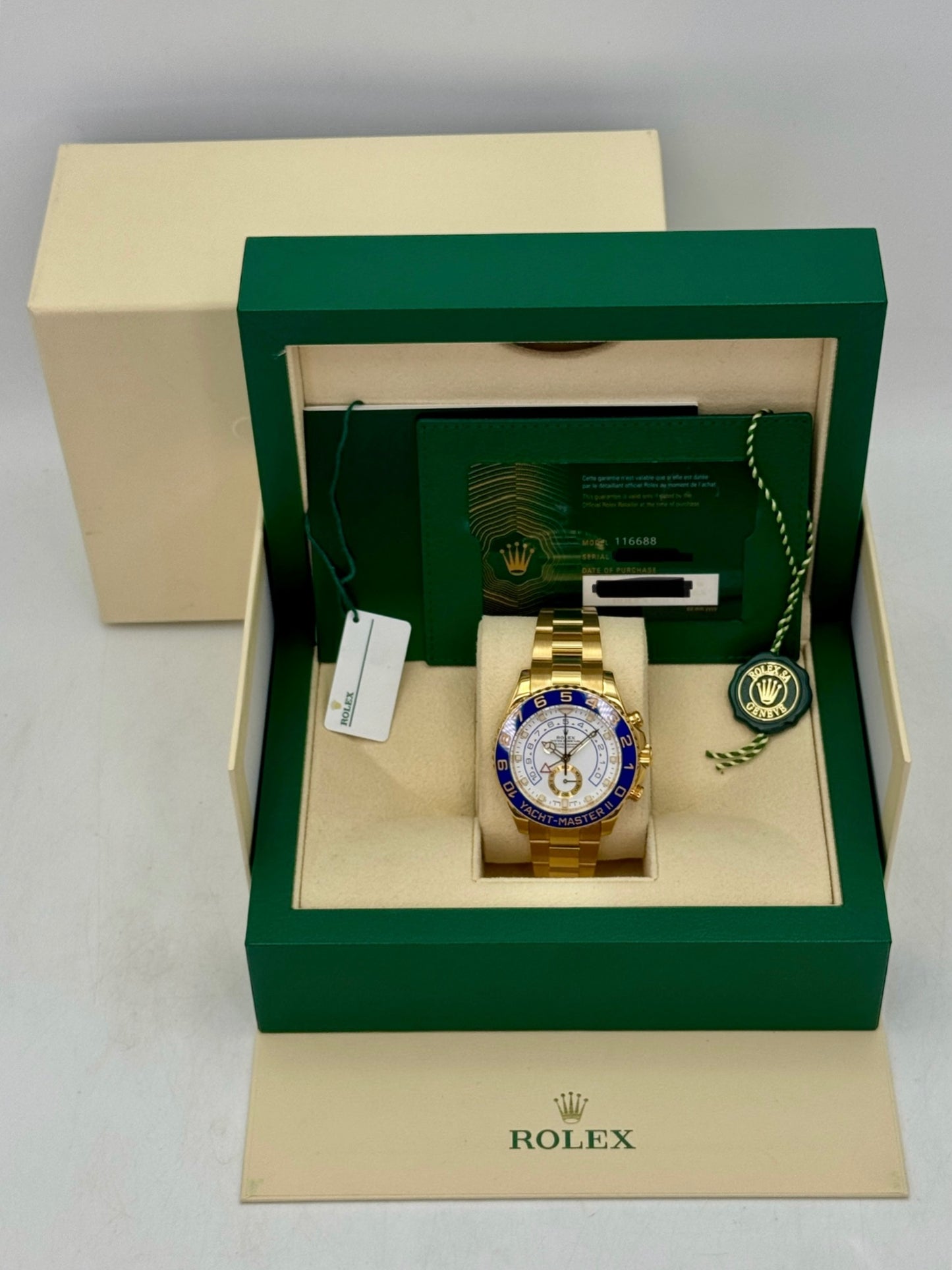 2023 Rolex Yacht-Master II 44mm 116688 18K Yellow Gold White Dial - MyWatchLLC