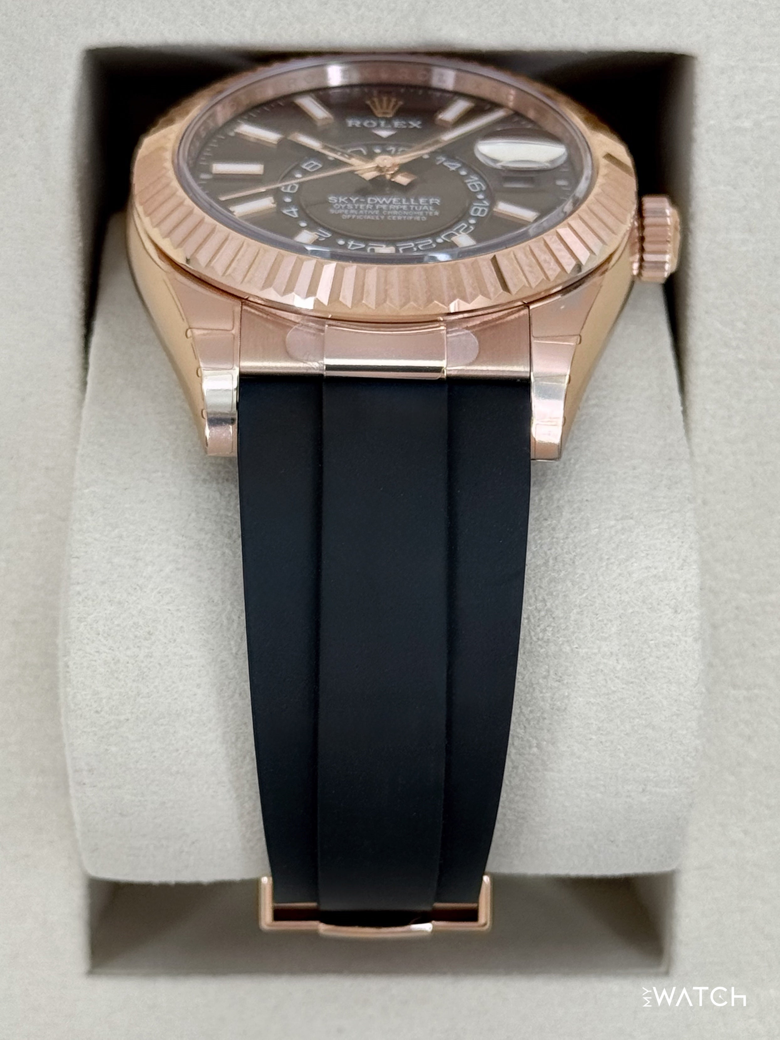NEW 2026 Rolex Sky-Dweller 42mm 336235 Rose Gold Oysterflex Chocolate