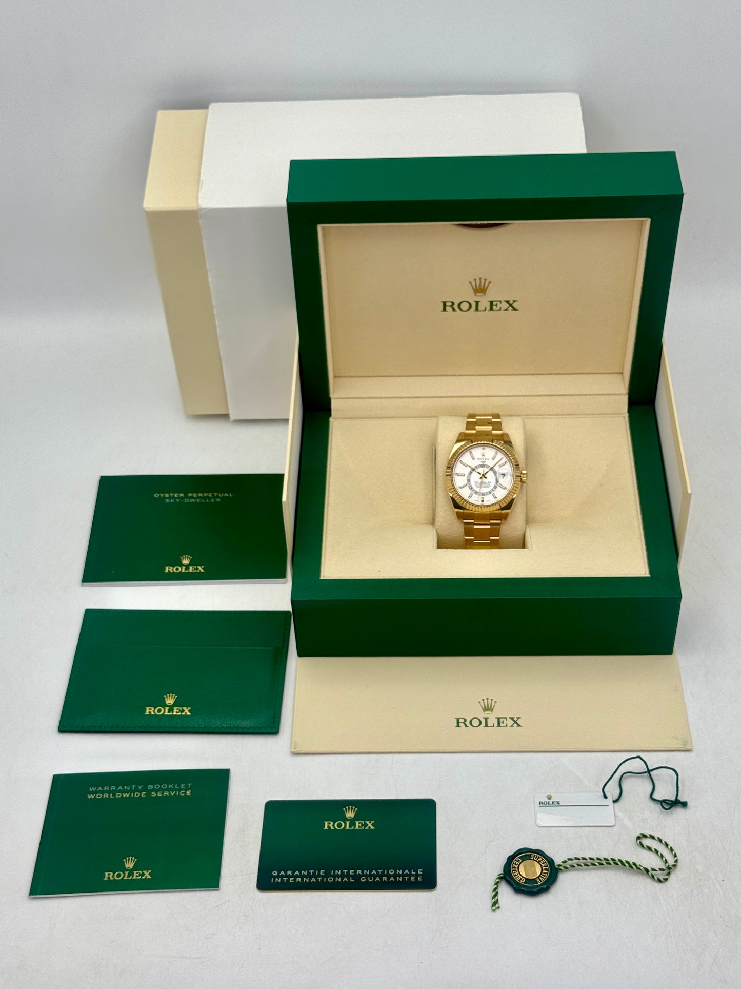 2023 Rolex Sky-Dweller 42mm 326938 Yellow Gold Oyster White Dial