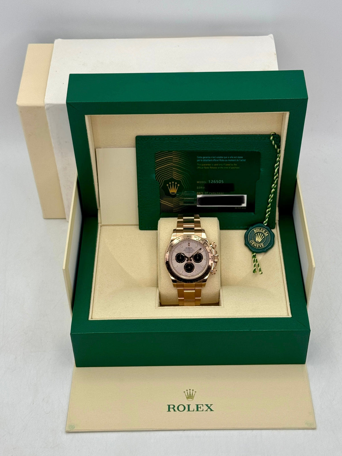 2023 Rolex Daytona 40mm 126505 Rose Gold Sundust Dial (CPO)