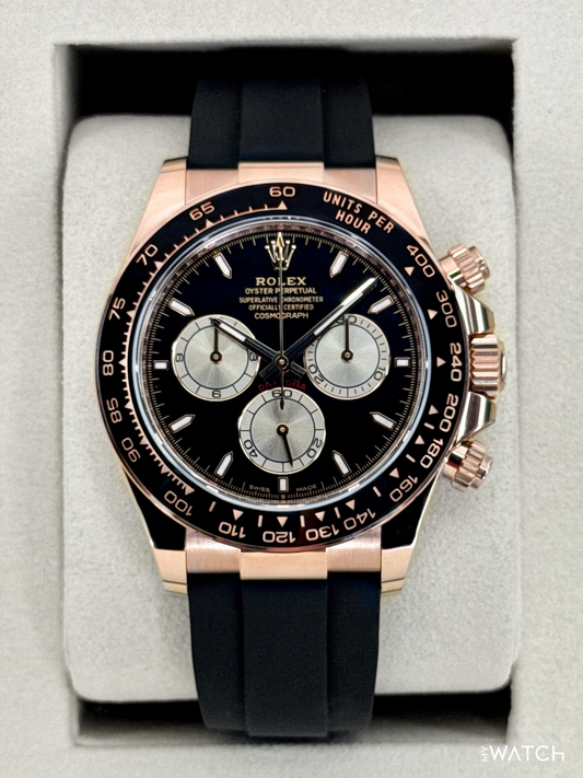 NEW 2026 Rolex Daytona 40mm 126515LN Rose Gold Oysterflex Black Dial - MyWatchLLC