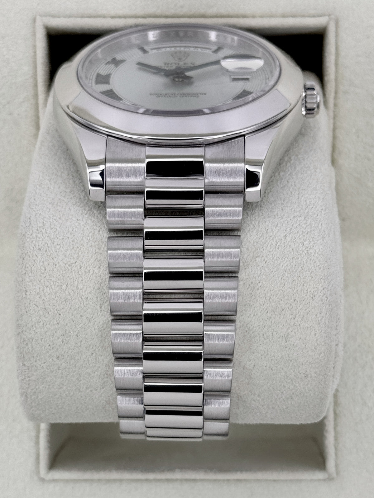 2009 Rolex Day-Date II 41mm 218206 Platinum Ice Blue Roman Numeral Dial