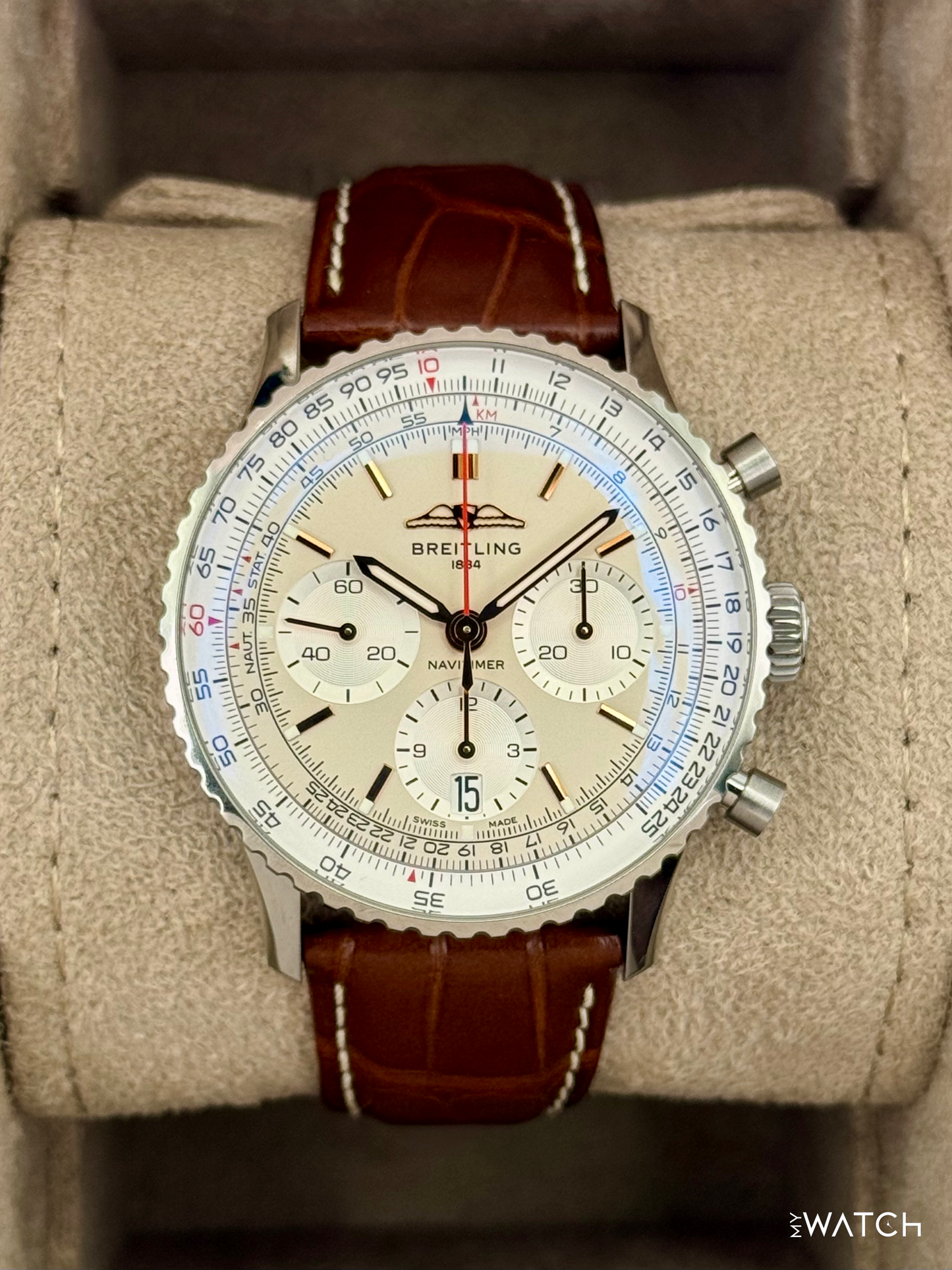 2024 Breitling Navitimer Chronograph B01 41mm AB0139 Stainless Steel Silver Dial - MyWatchLLC