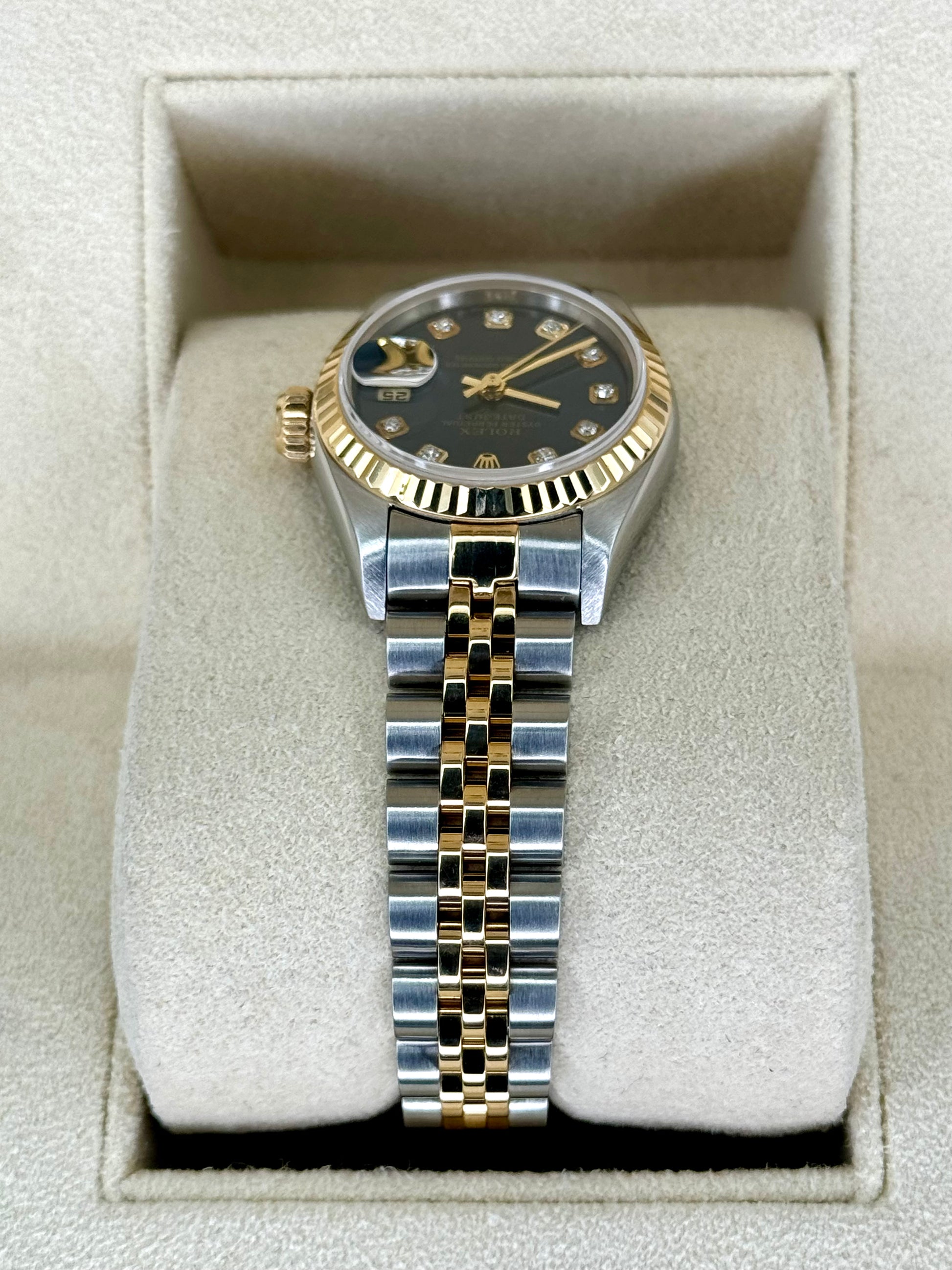 Rolex Lady-Datejust 28mm 79173 Two-Tone Blue 10 Diamond Dial - MyWatchLLC