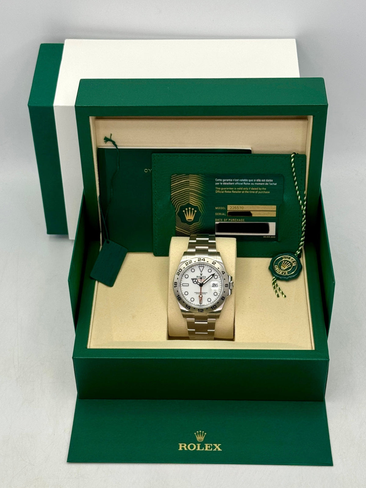 NEW 2026 Rolex Explorer II 42mm 226570 Stainless Steel Polar White Dial (NEW CARD AND STICKERED)