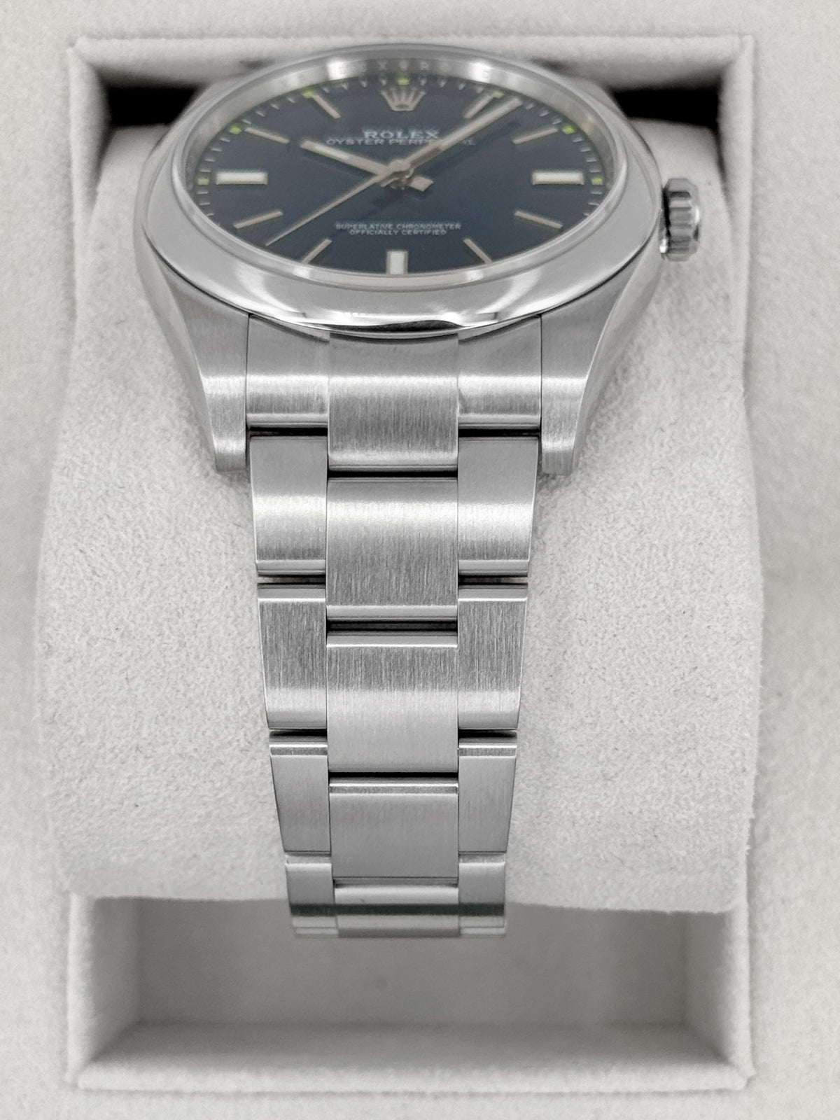 2018 Rolex Oyster Perpetual 39mm 114300 Stainless Steel Blue Dial