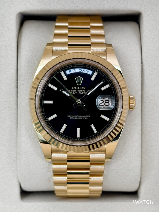 NEW 2026 Rolex Day-Date 40mm 228238 Yellow Gold Black Dial - MyWatchLLC