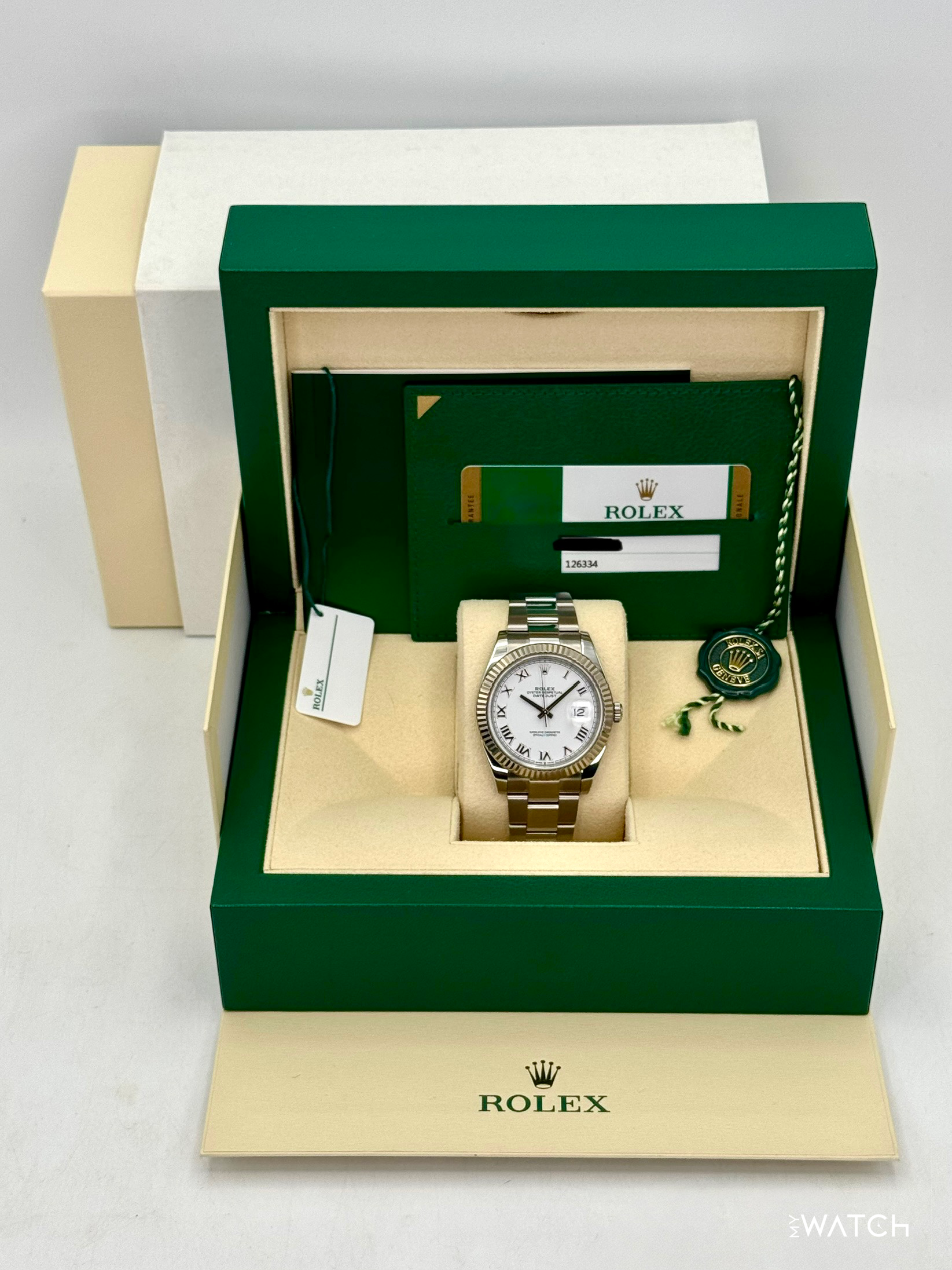 2019 Rolex Datejust 41mm 126334 Stainless Steel Oyster White Roman Numeral Dial - MyWatchLLC