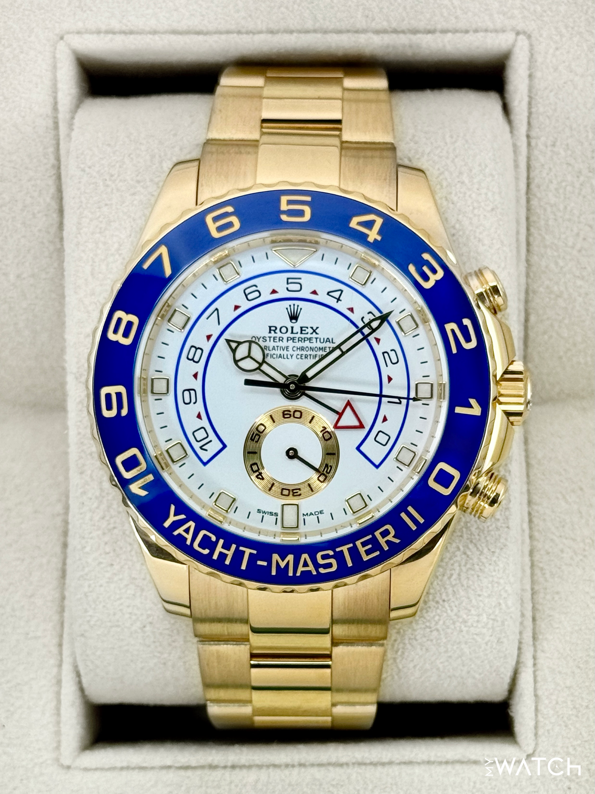 2023 Rolex Yacht-Master II 44mm 116688 18K Yellow Gold White Dial - MyWatchLLC